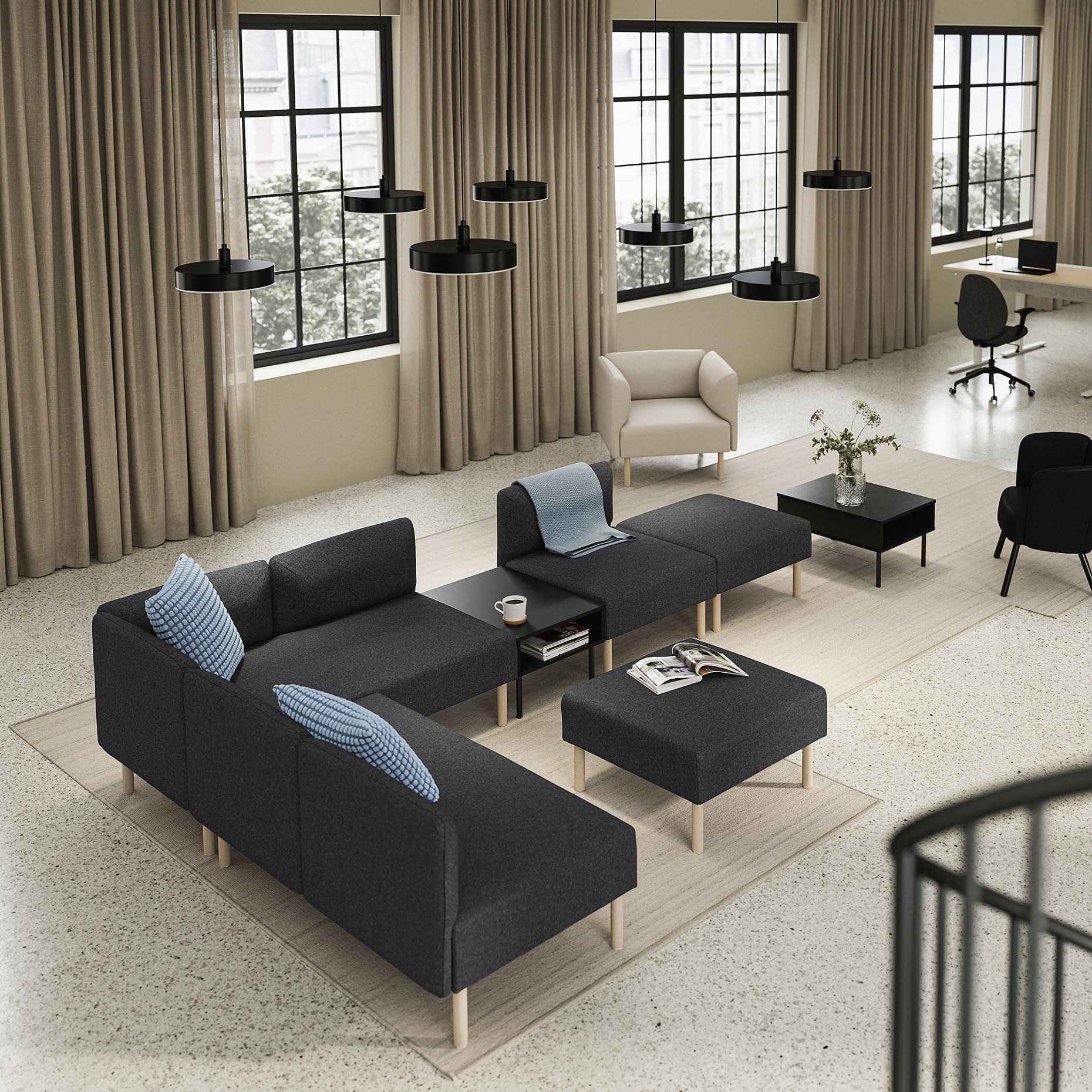 LILLEHEM, 6-местен мод диван с помощна маса, 995.747.54