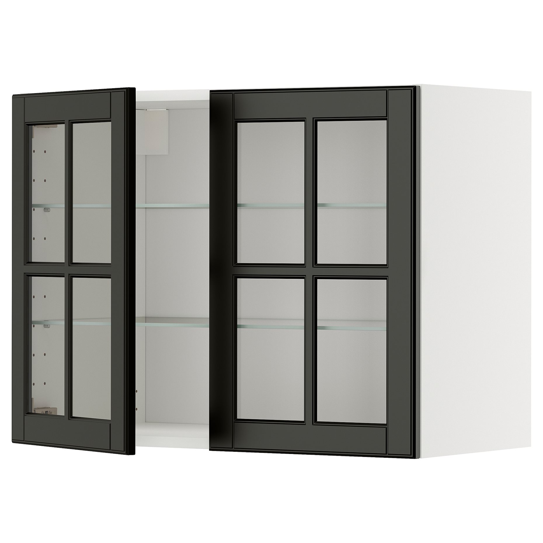METOD, стенен шкаф с рафтове/2 стъкл. врати, 995.787.66