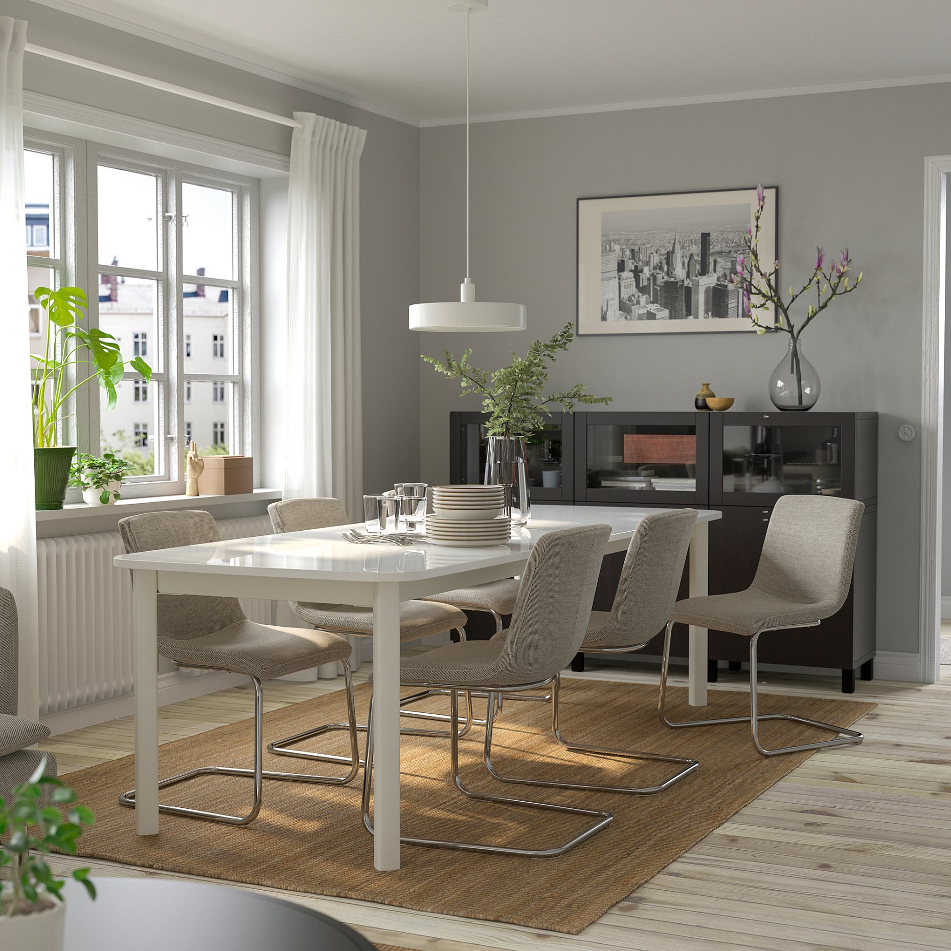 STRANDTORP/LUSTEBO, маса и 6 стола, 095.235.04
