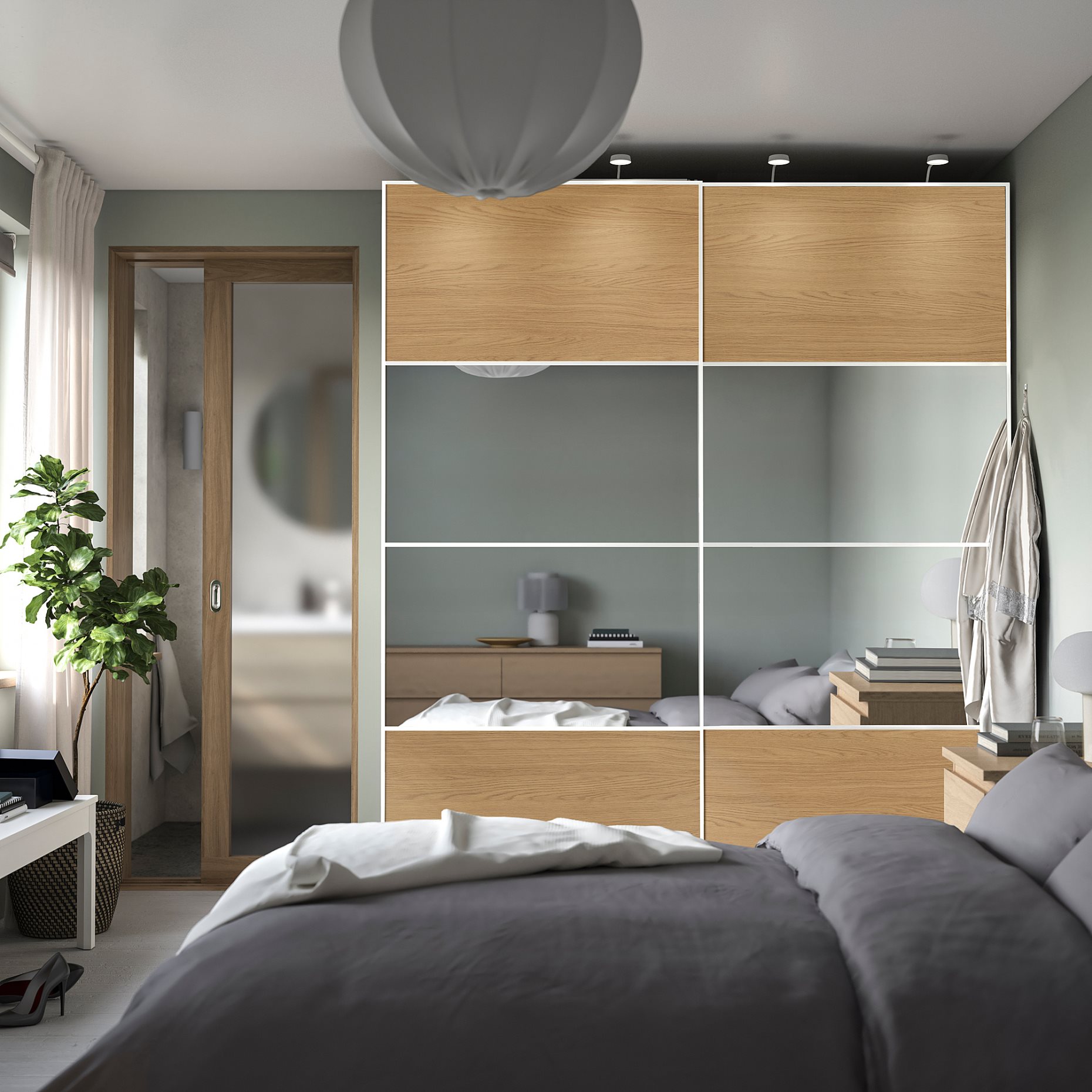 PAX/MEHAMN/AULI, гардероб с плъзгащи се врати, 200x66x236 см, 096.088.81