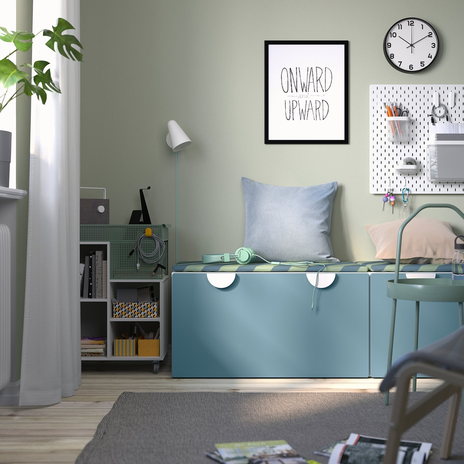 SMÅSTAD, пейка с кутия за играчки, 295.394.10