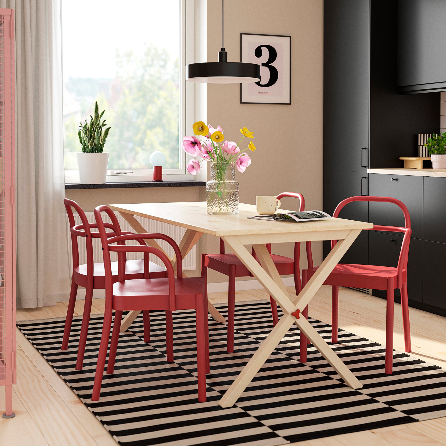 IKEA PS 2026/STOCKHOLM 2025, Маса и 4 стола, 296.344.07