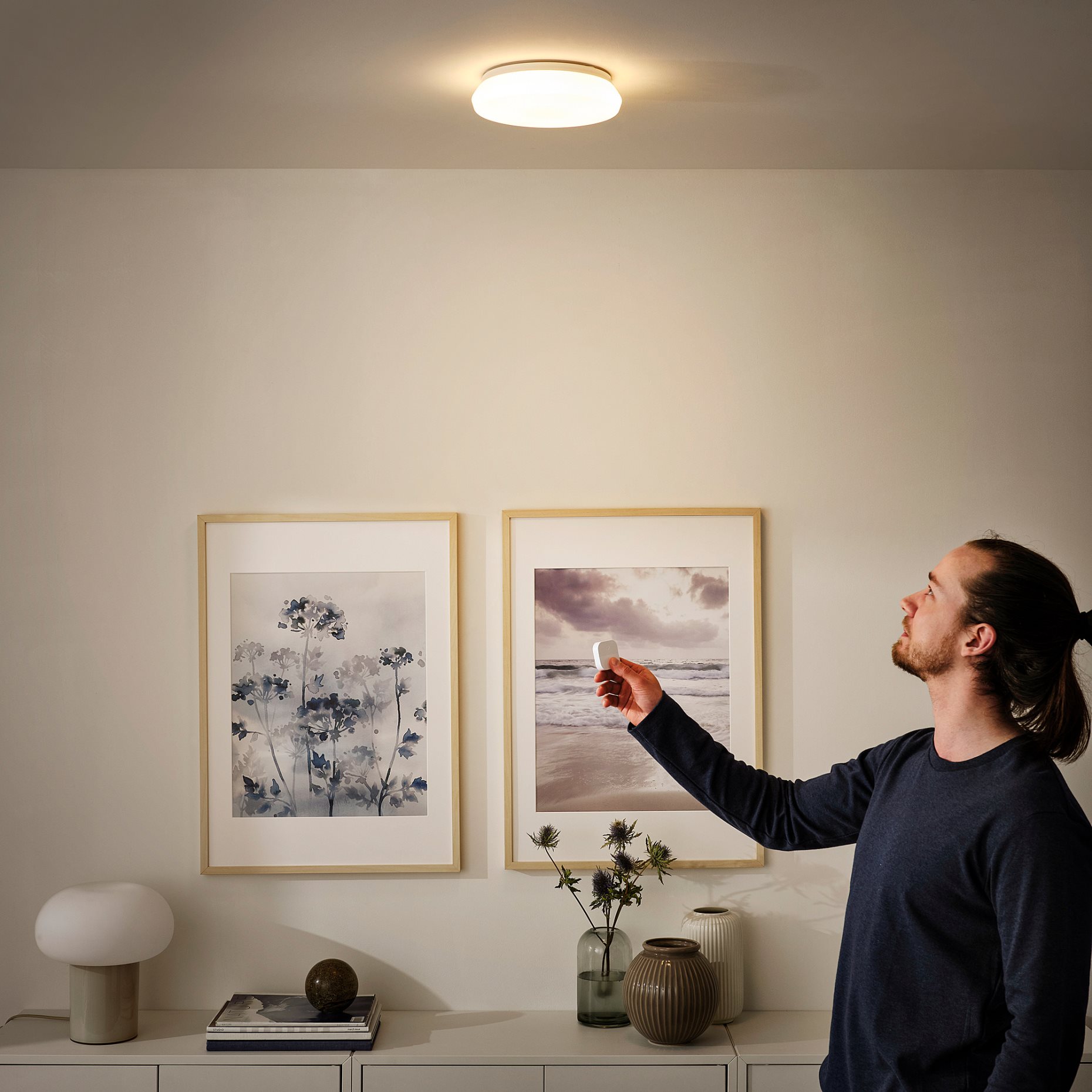 STOFTMOLN, LED лампа за таван/стена, безжично регул. на светлината, 24 см, 304.974.90