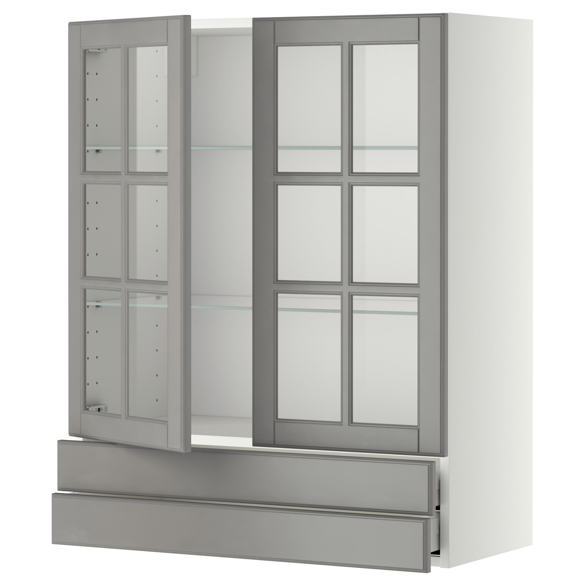 METOD/MAXIMERA, стенен шкаф с 2 стъкл. врати/2 чекм., 393.949.73