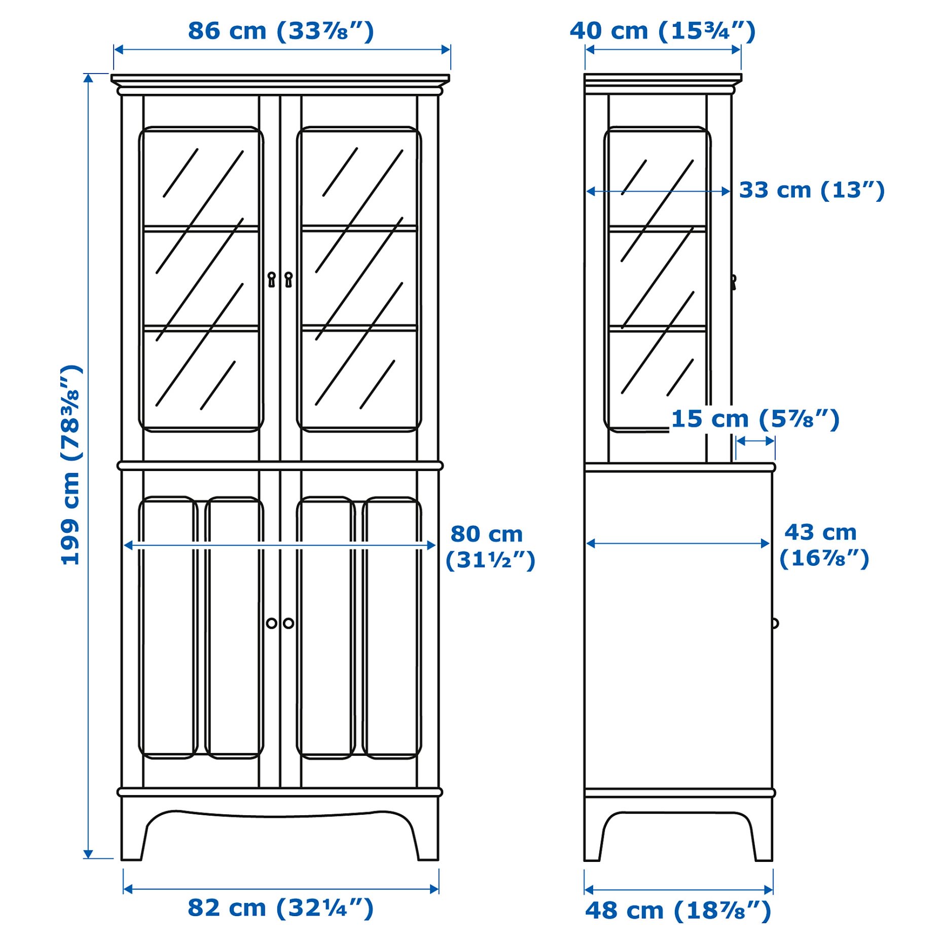 LOMMARP, Шкаф със стъклени врати, 86x199 см, 403.837.37