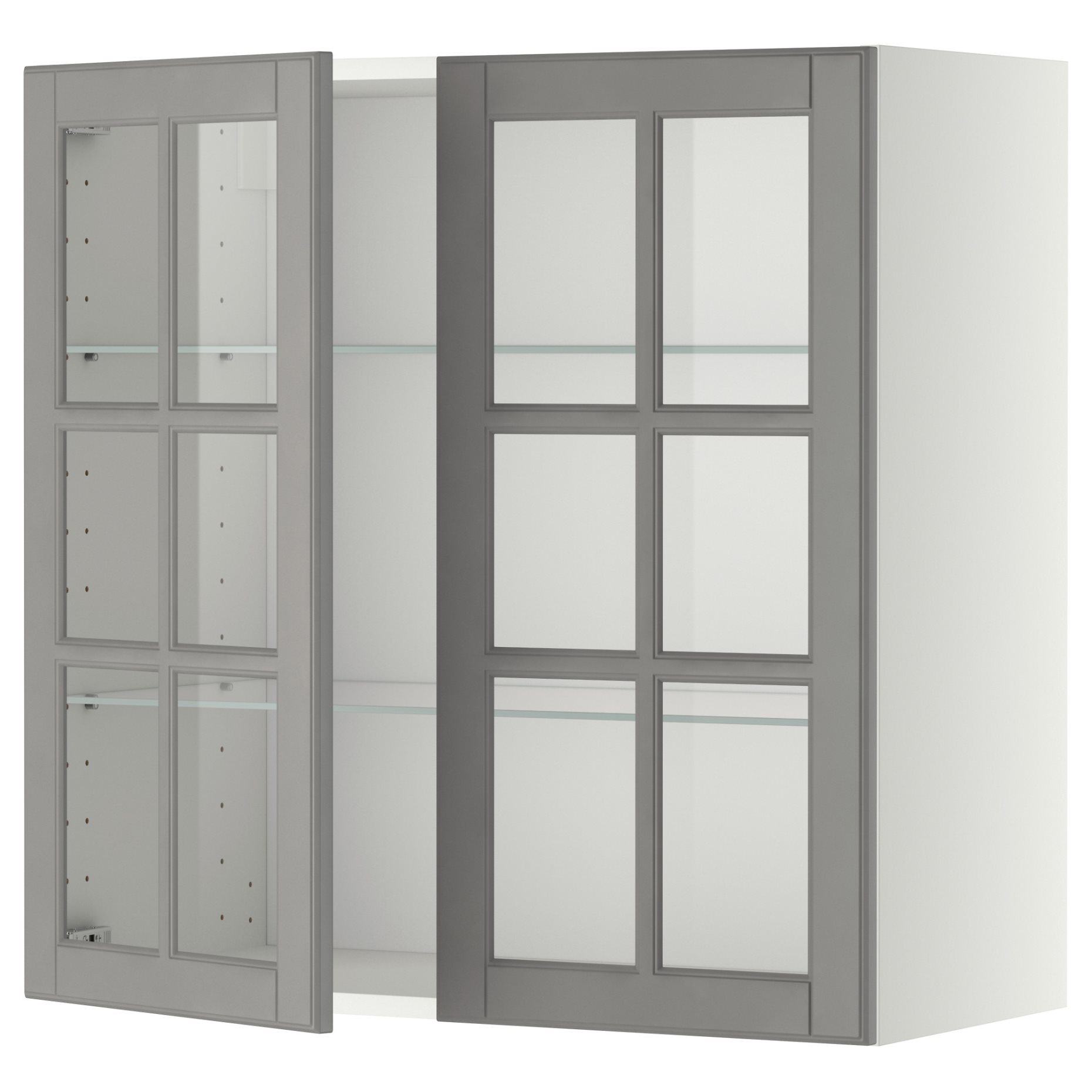 METOD, стенен шкаф с рафтове/2 стъкл. врати, 493.949.58