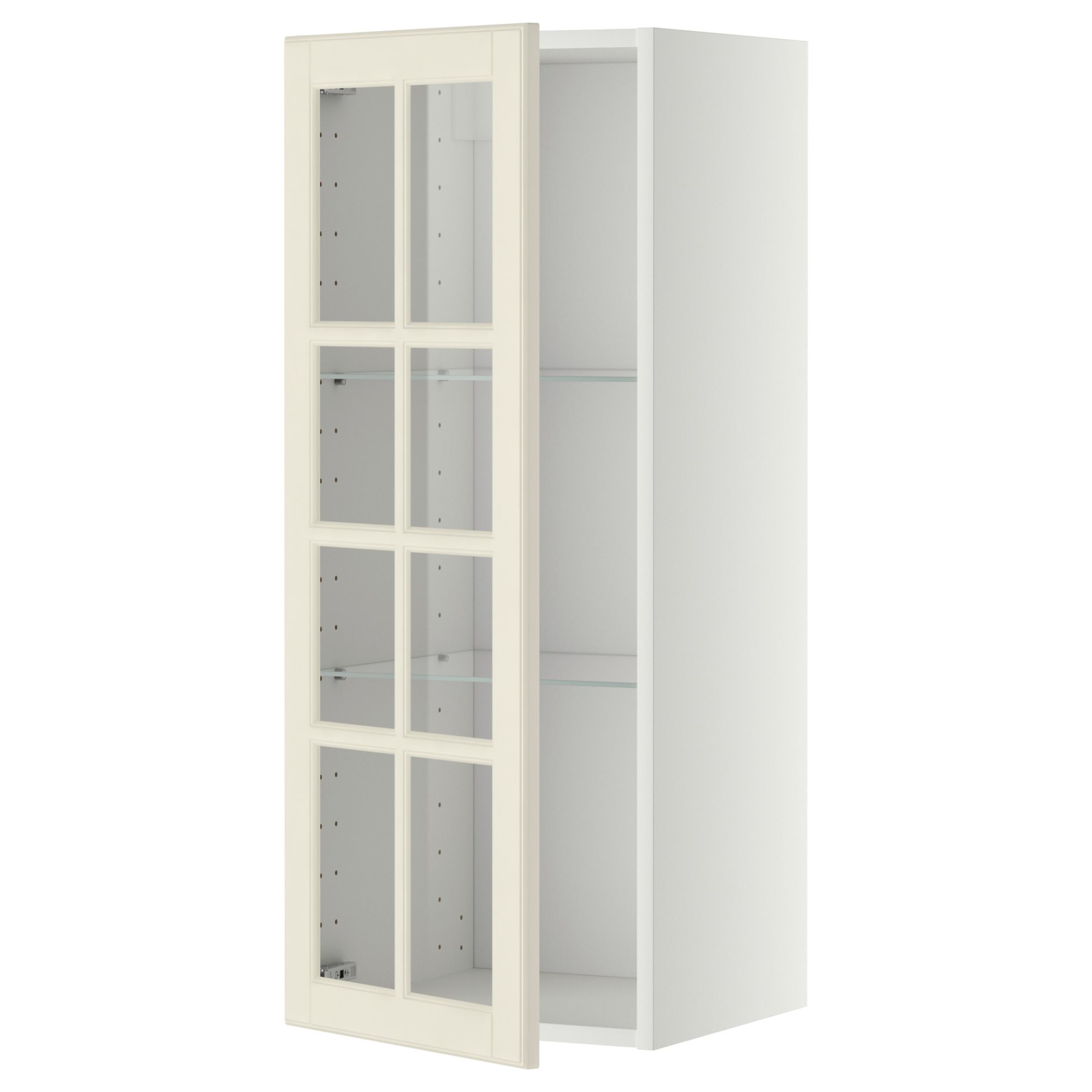 METOD, стенен шкаф с рафтове/стъкл. врата, 493.949.77
