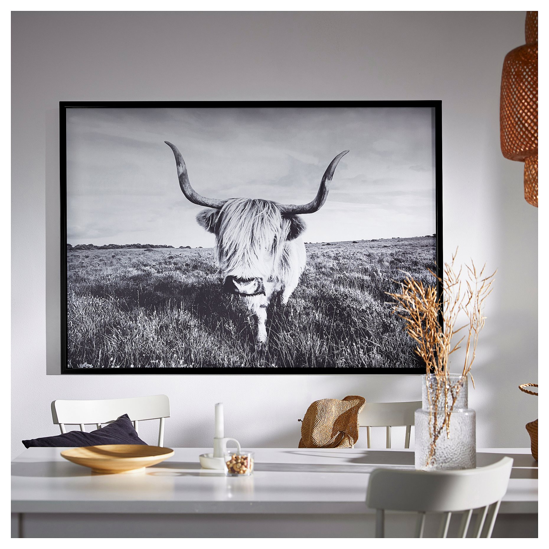 BJÖRKSTA, картина с рамка, "Любопитна крава", 495.089.12