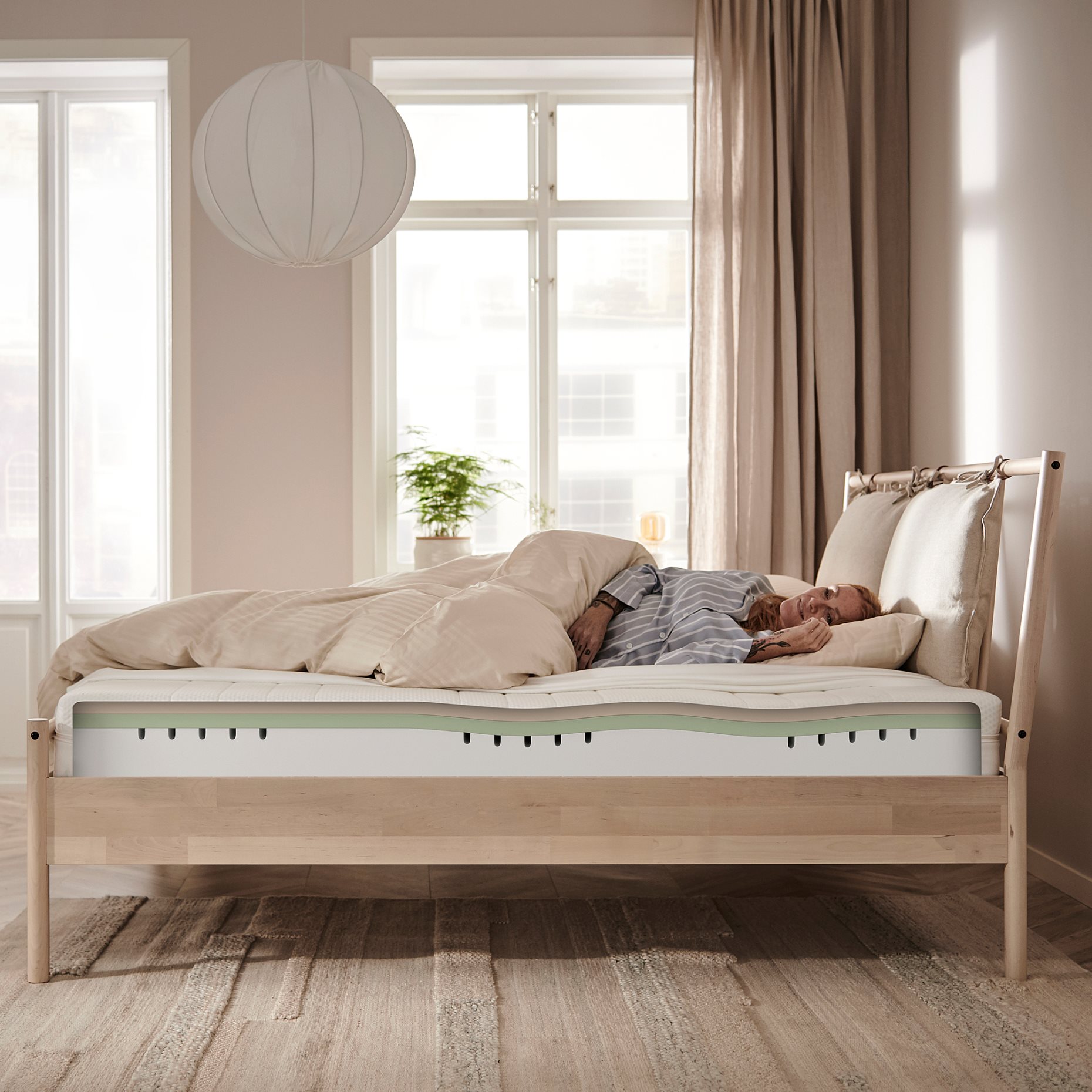 HEMNES, легло с матрак, 495.418.22