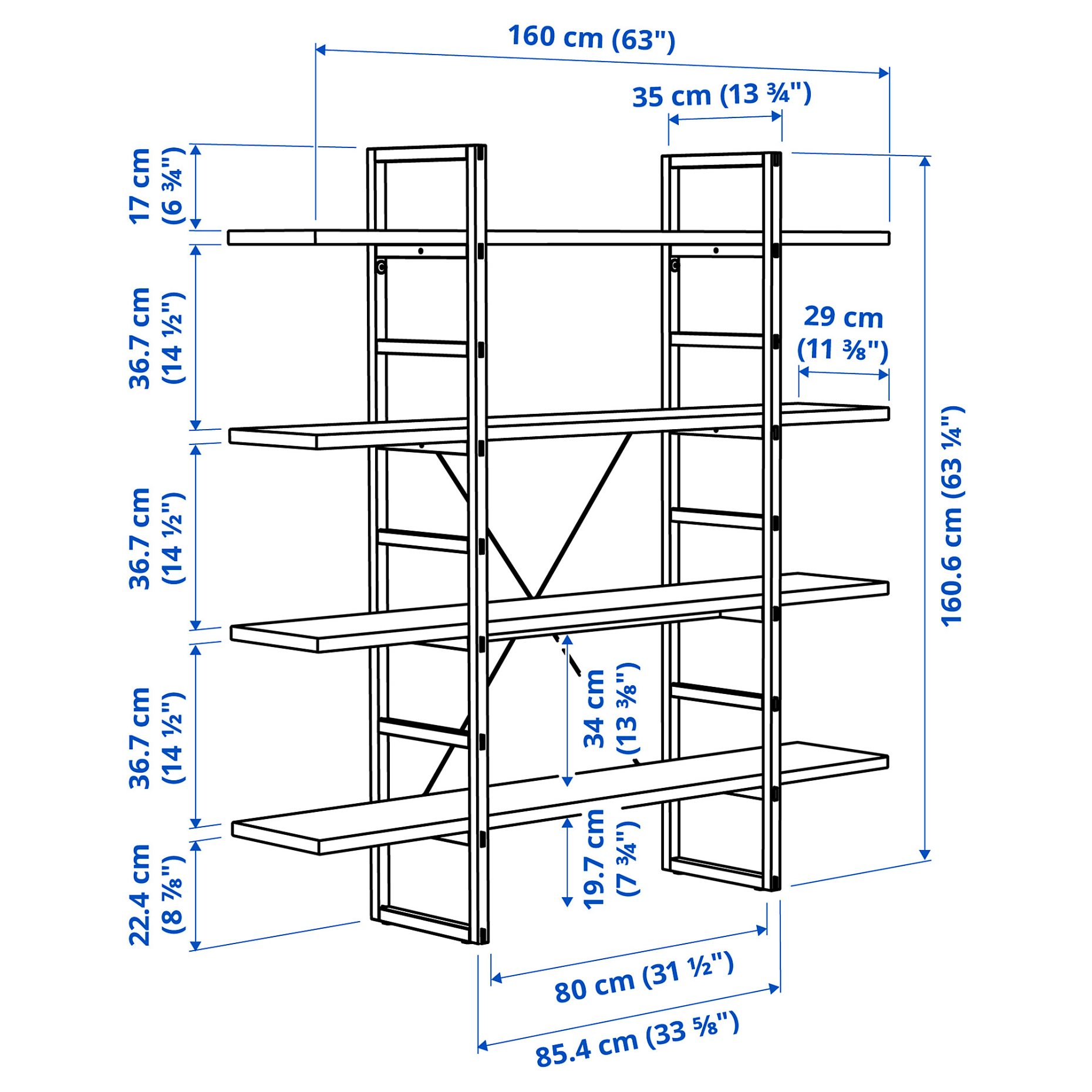 IKEA PS 2026, Етажерка, 160x35x161 см, 506.168.16