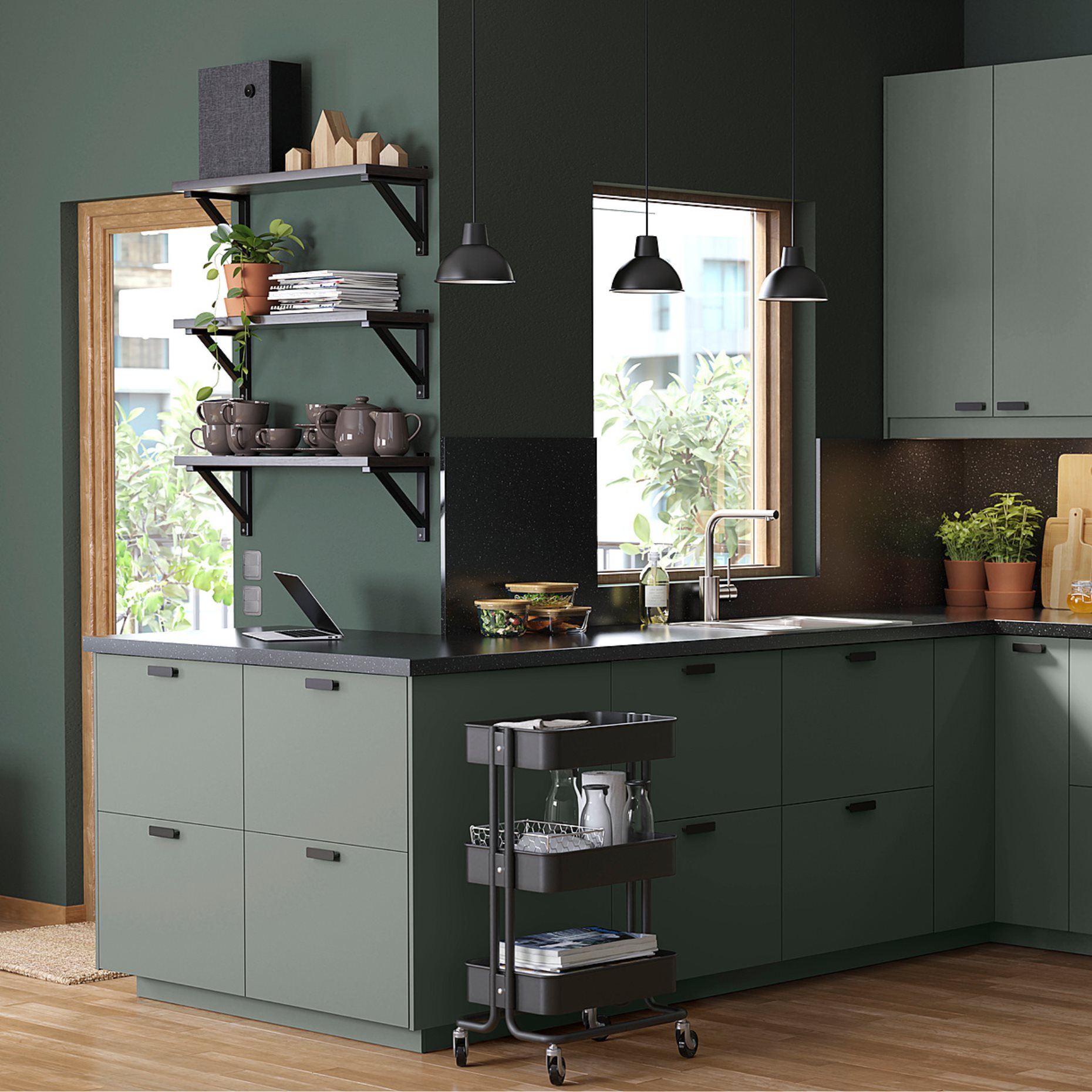 METOD/MAXIMERA, долен шкаф за готв. плот/2 чела/3 чекм., 593.178.32