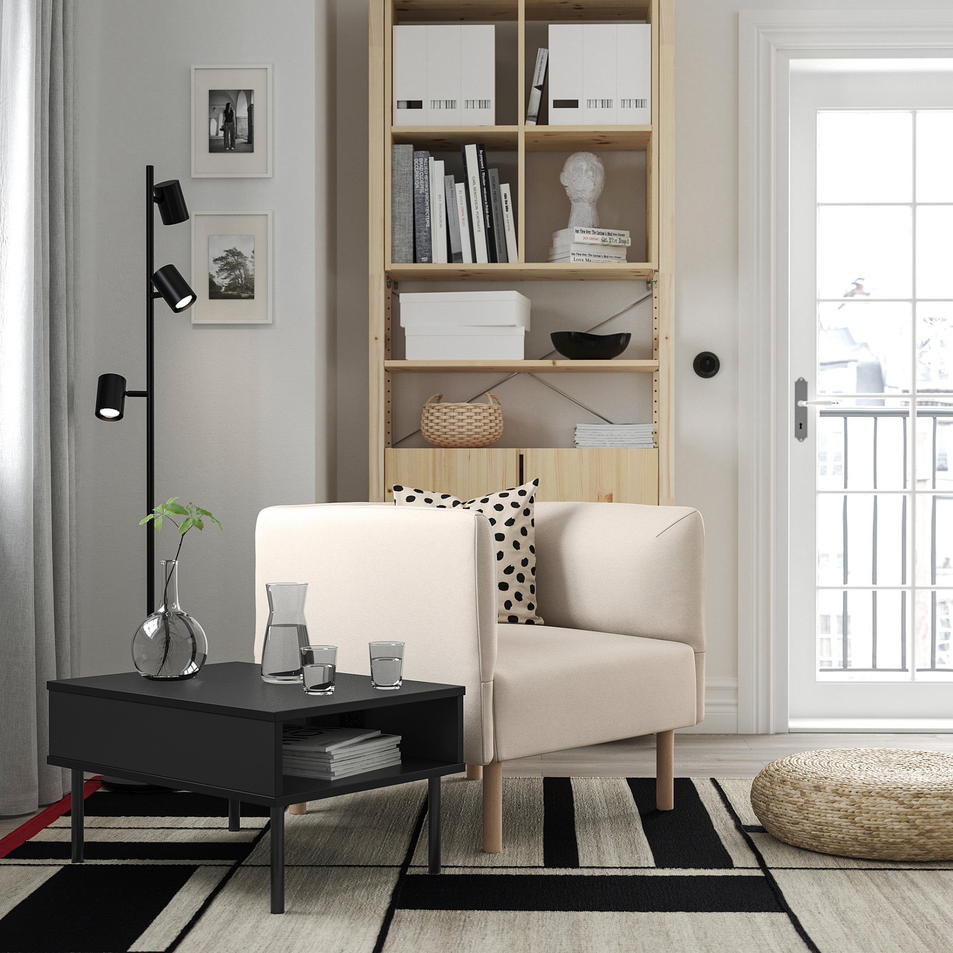 LILLEHEM, кресло с помощна масичка, 595.697.40
