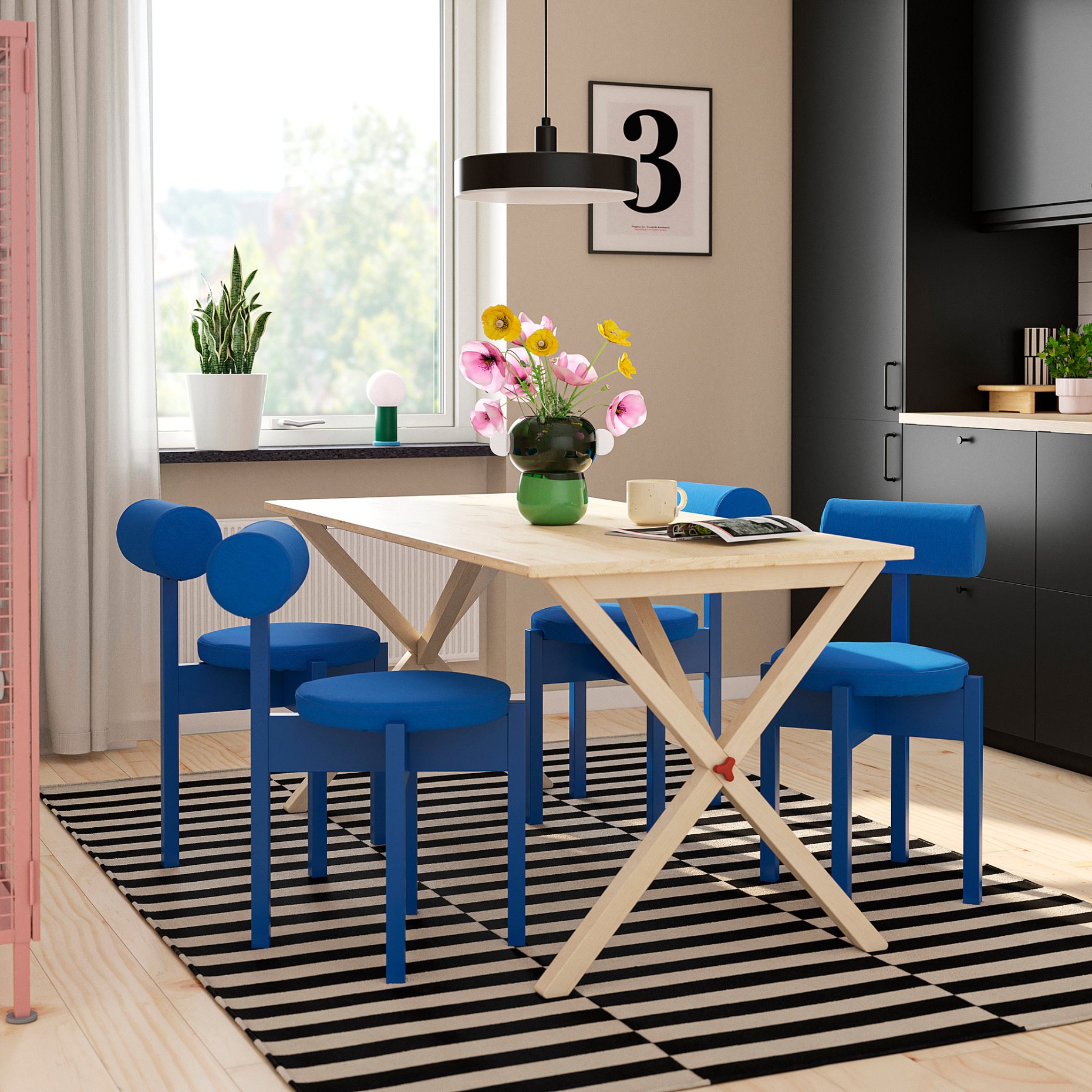 IKEA PS 2026, Маса и 4 стола, 696.344.05