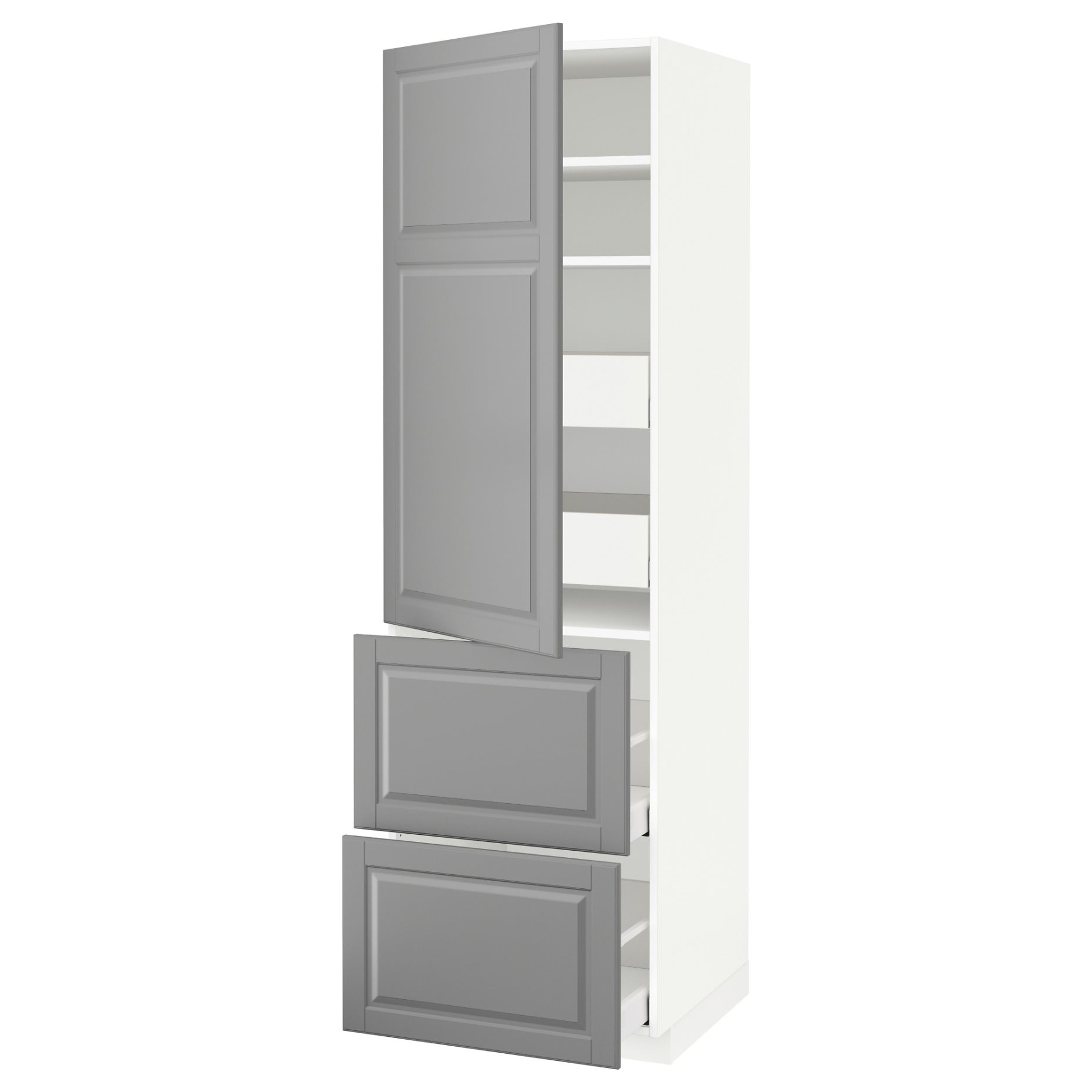 METOD/MAXIMERA, висок шкаф + рафтове/4 чекм./вр./2 чела, 793.394.99