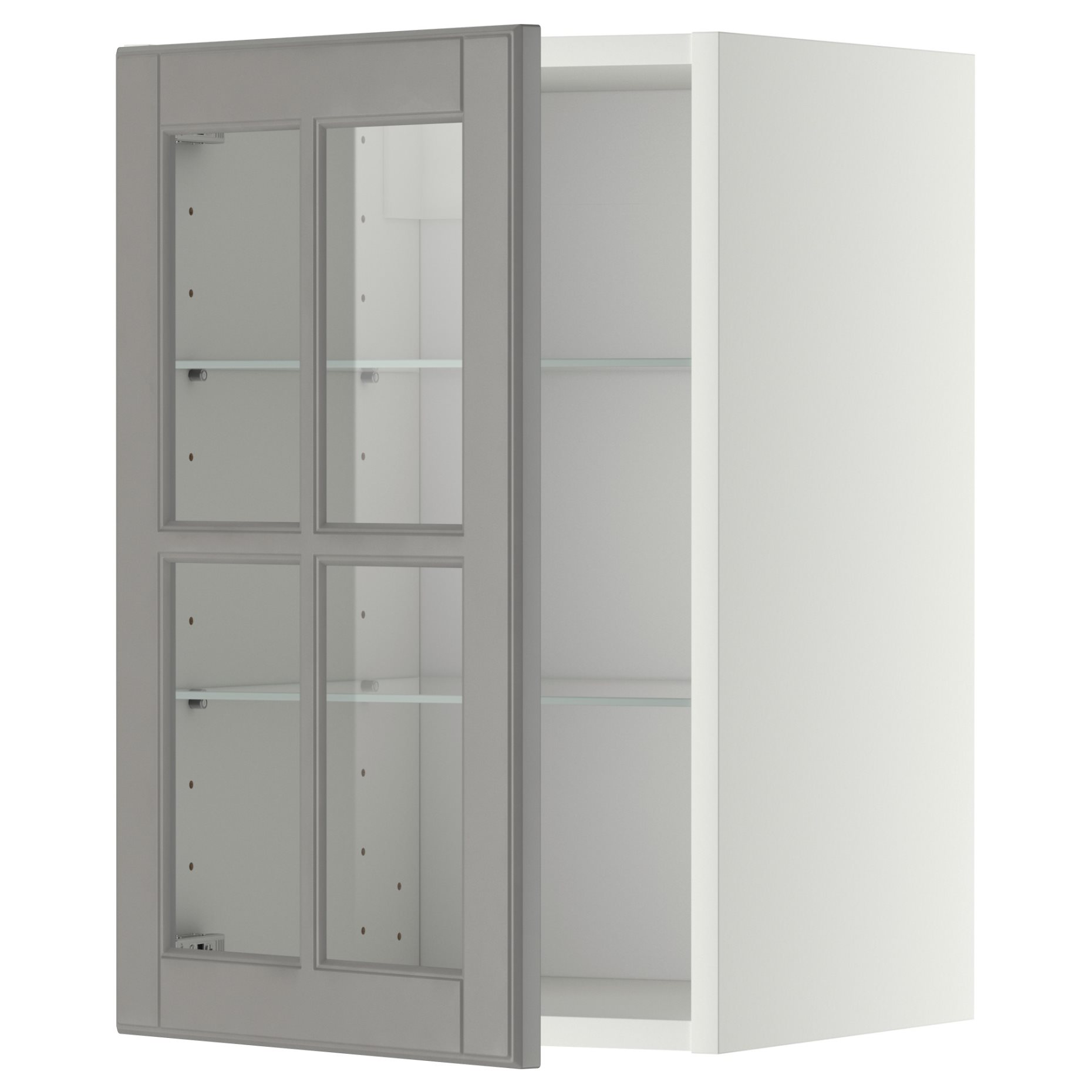 METOD, стенен шкаф с рафтове/стъкл. врата, 793.949.52