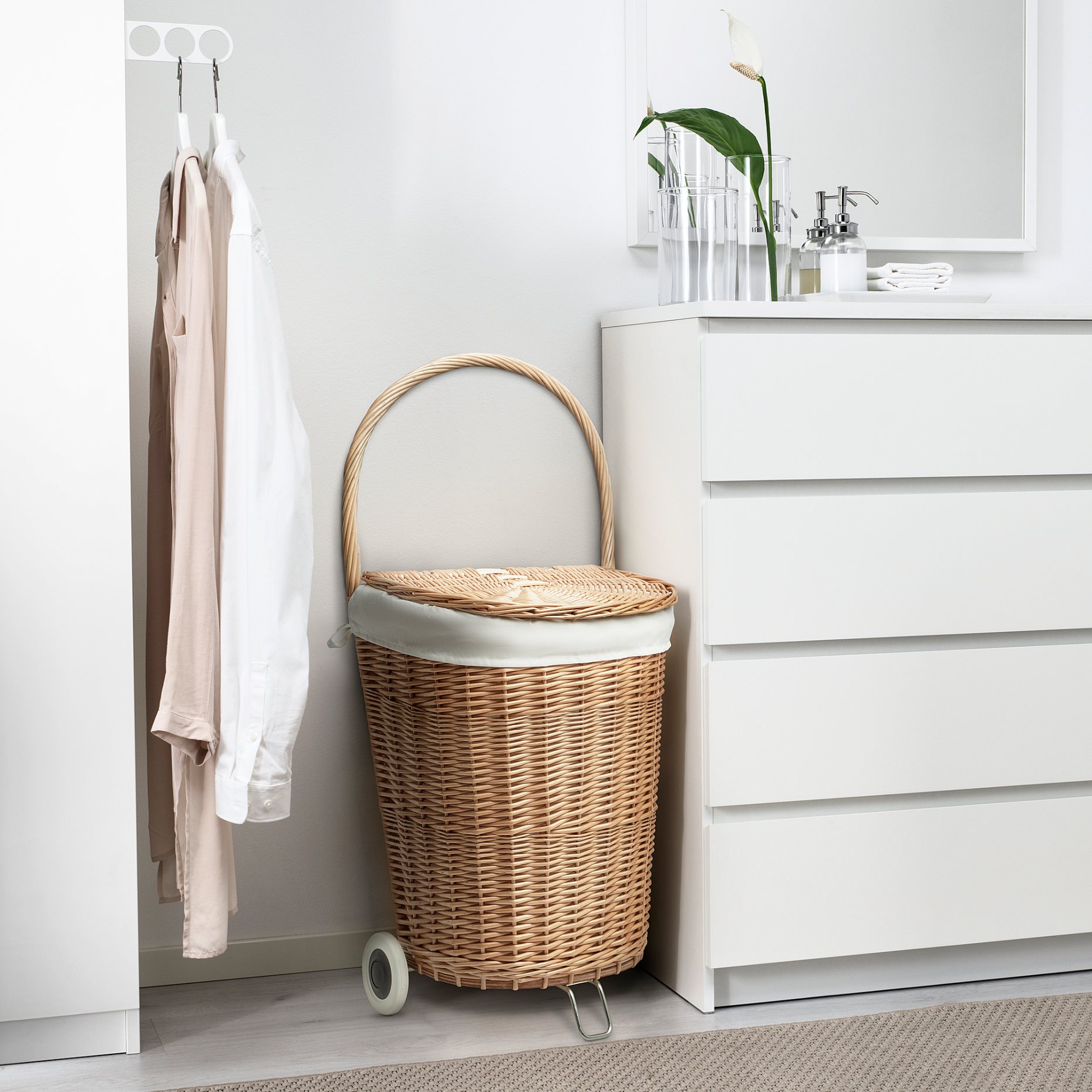 TOLKNING, кош за пране с колелца, ръчно изработено, 31 л, 805.126.24