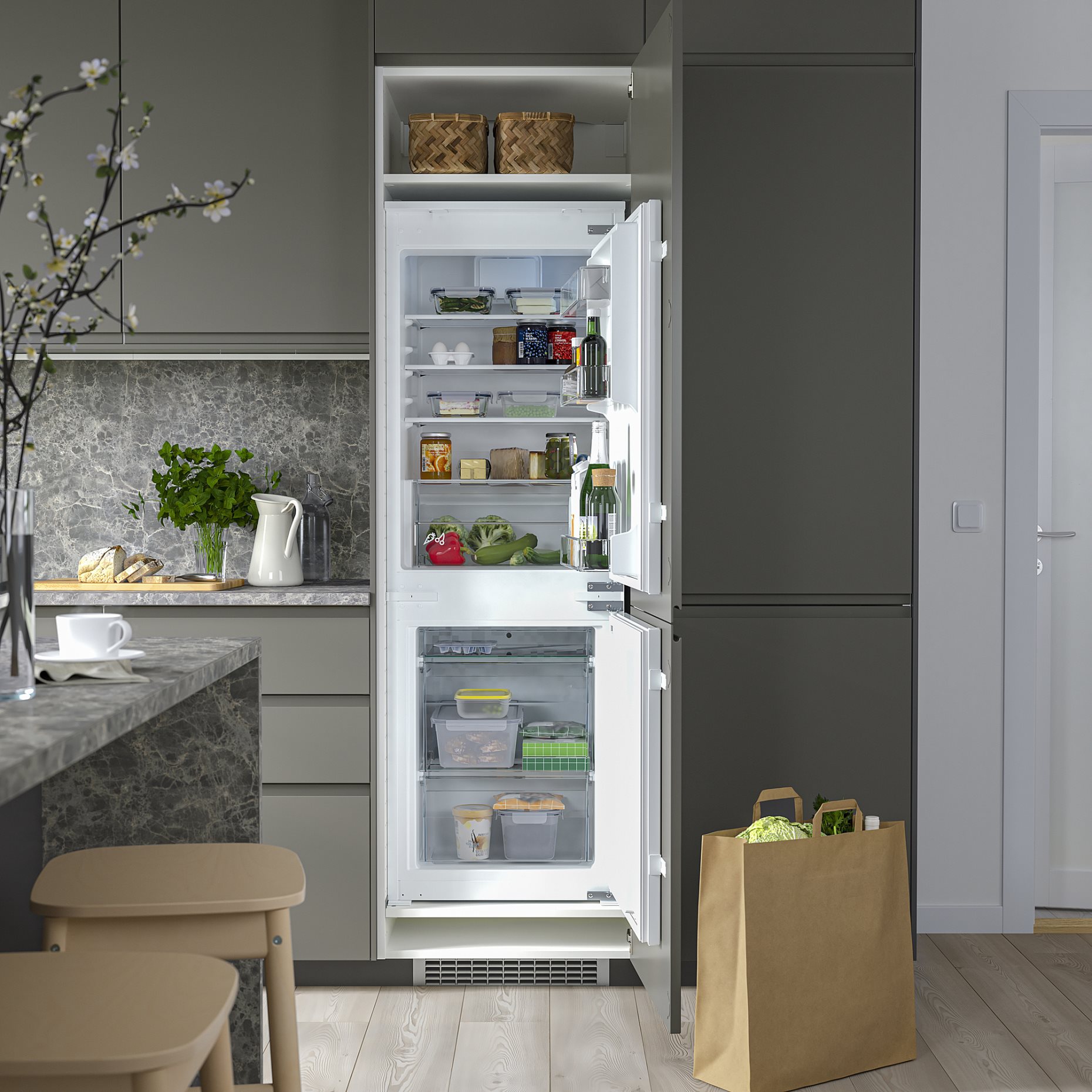 RÅKALL, хладилник/фризер, IKEA 500, вграден, 805.728.68