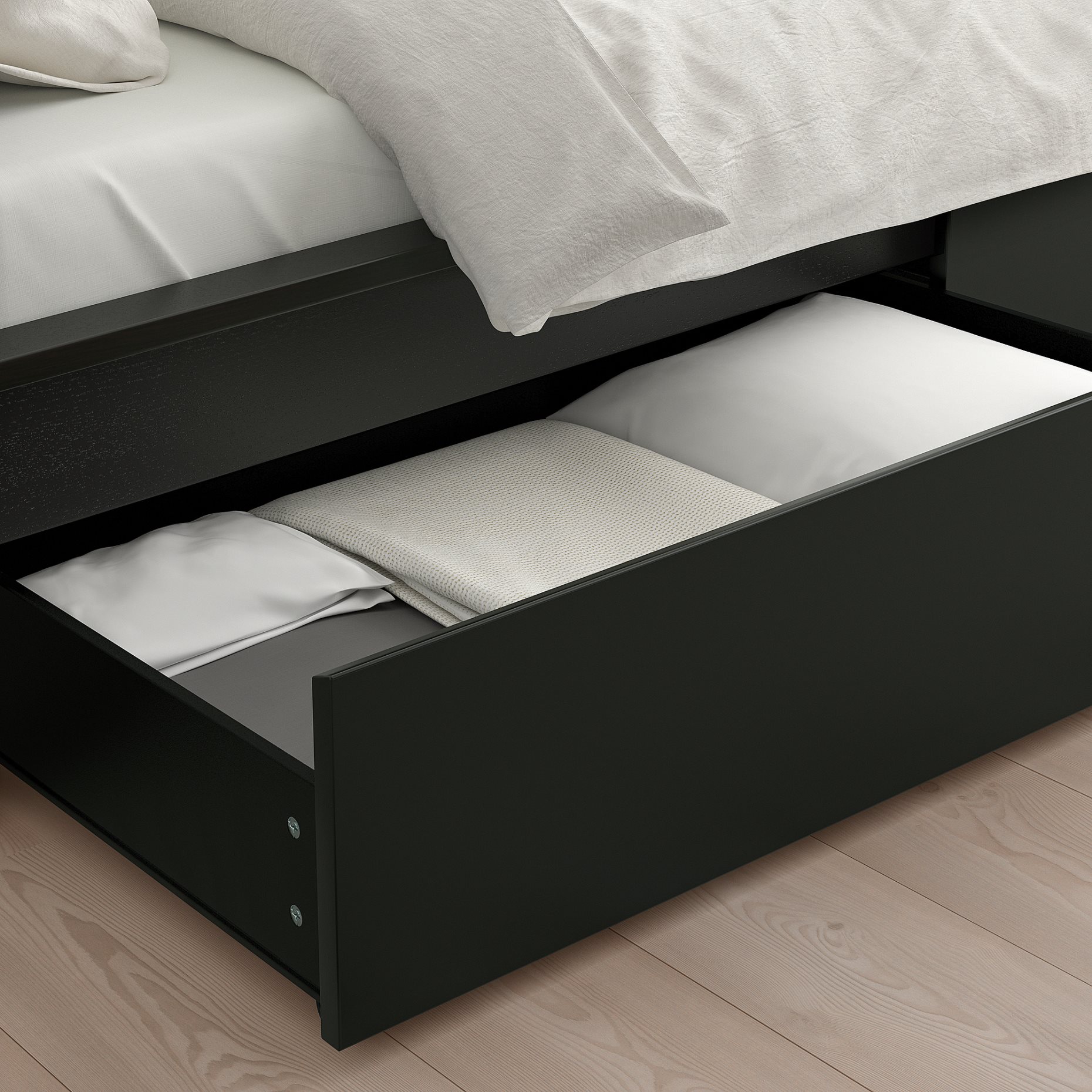 MALM, високо легло+4 кутии за съхранение, 156x209 см, 890.192.23
