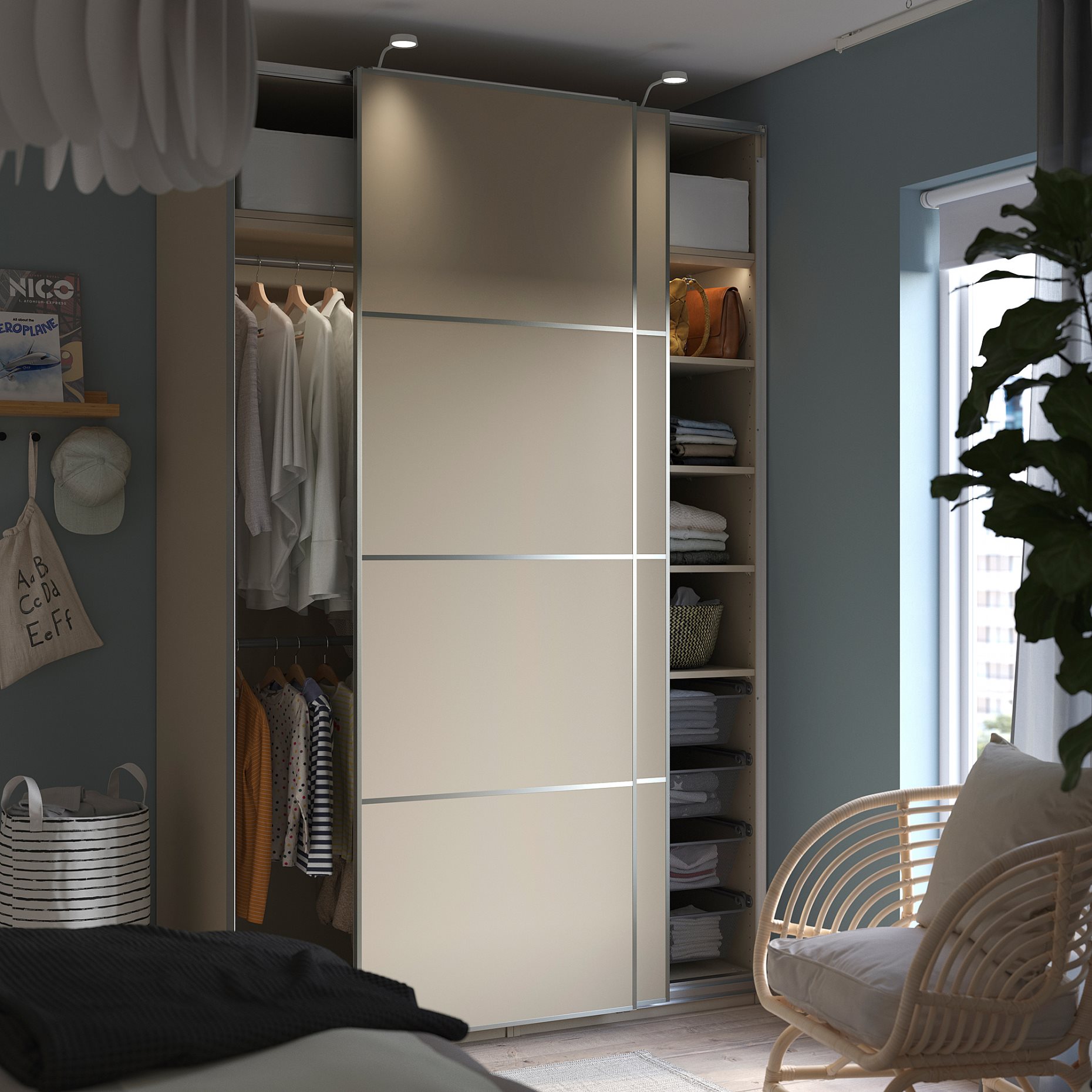 PAX/MEHAMN, гардероб с плъзгащи се врати, 895.622.47