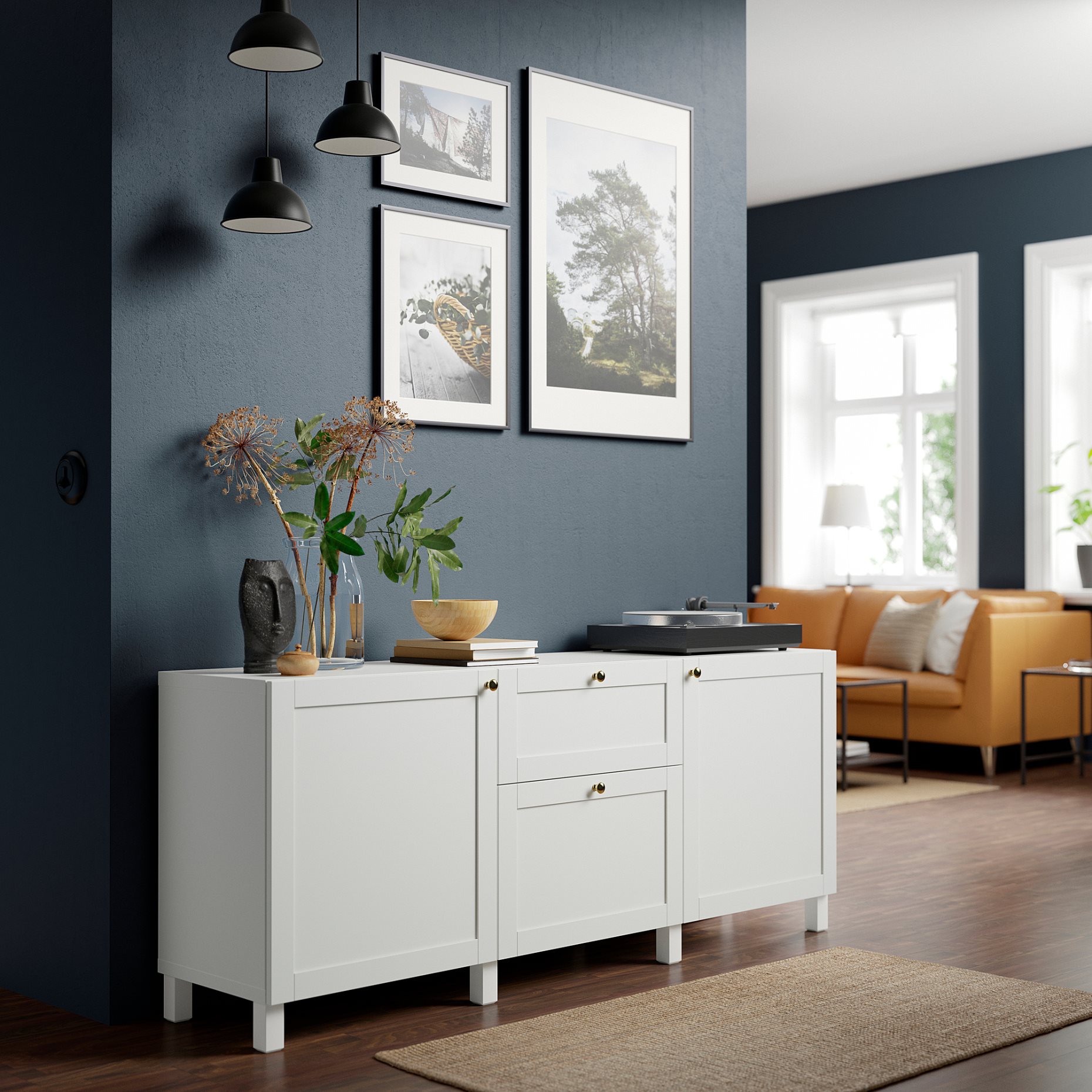 BESTÅ, комбиниран артикул за съхранение с чекмеджета, 091.956.25