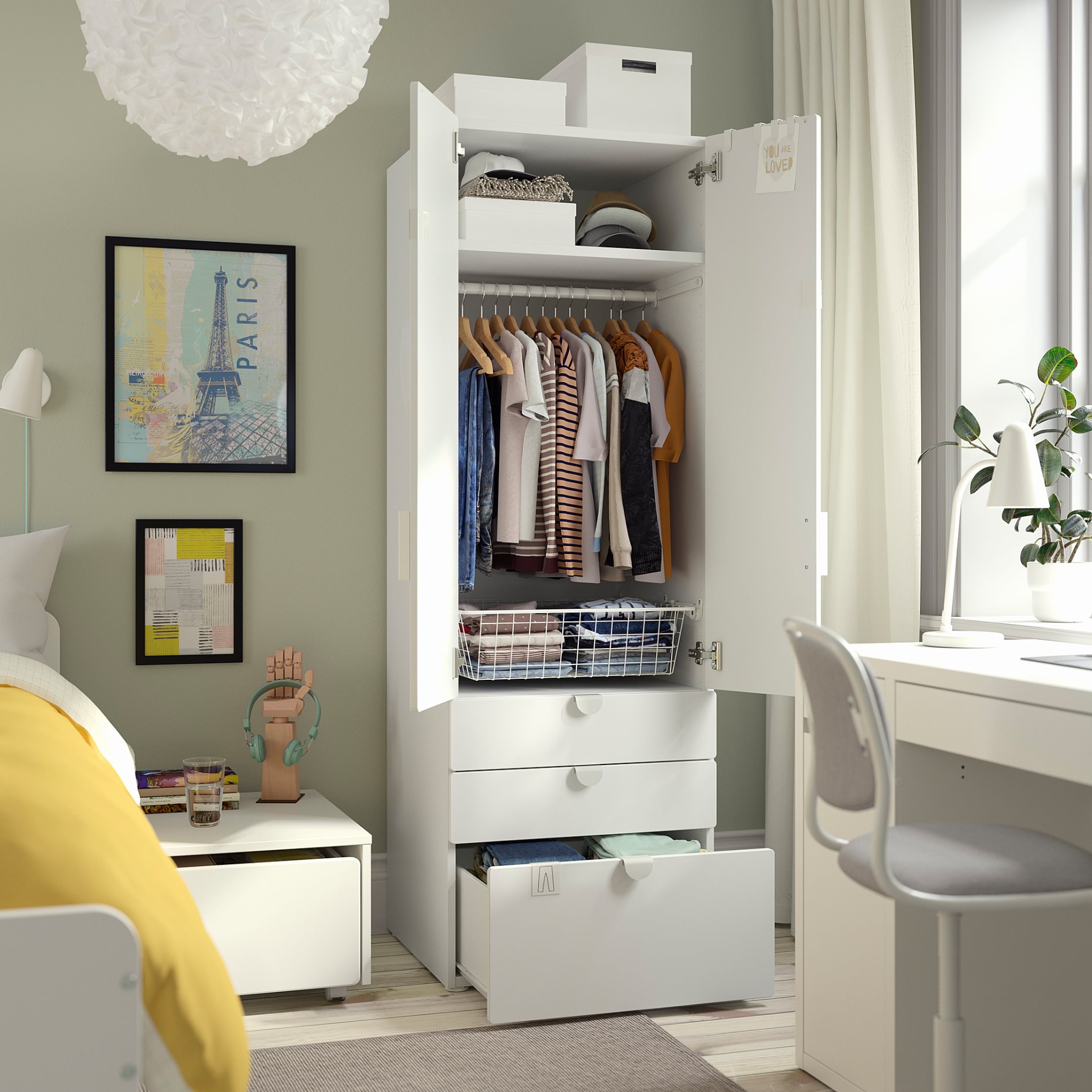 SMASTAD/PLATSA, гардероб, с 3 чекмеджета, 095.440.97