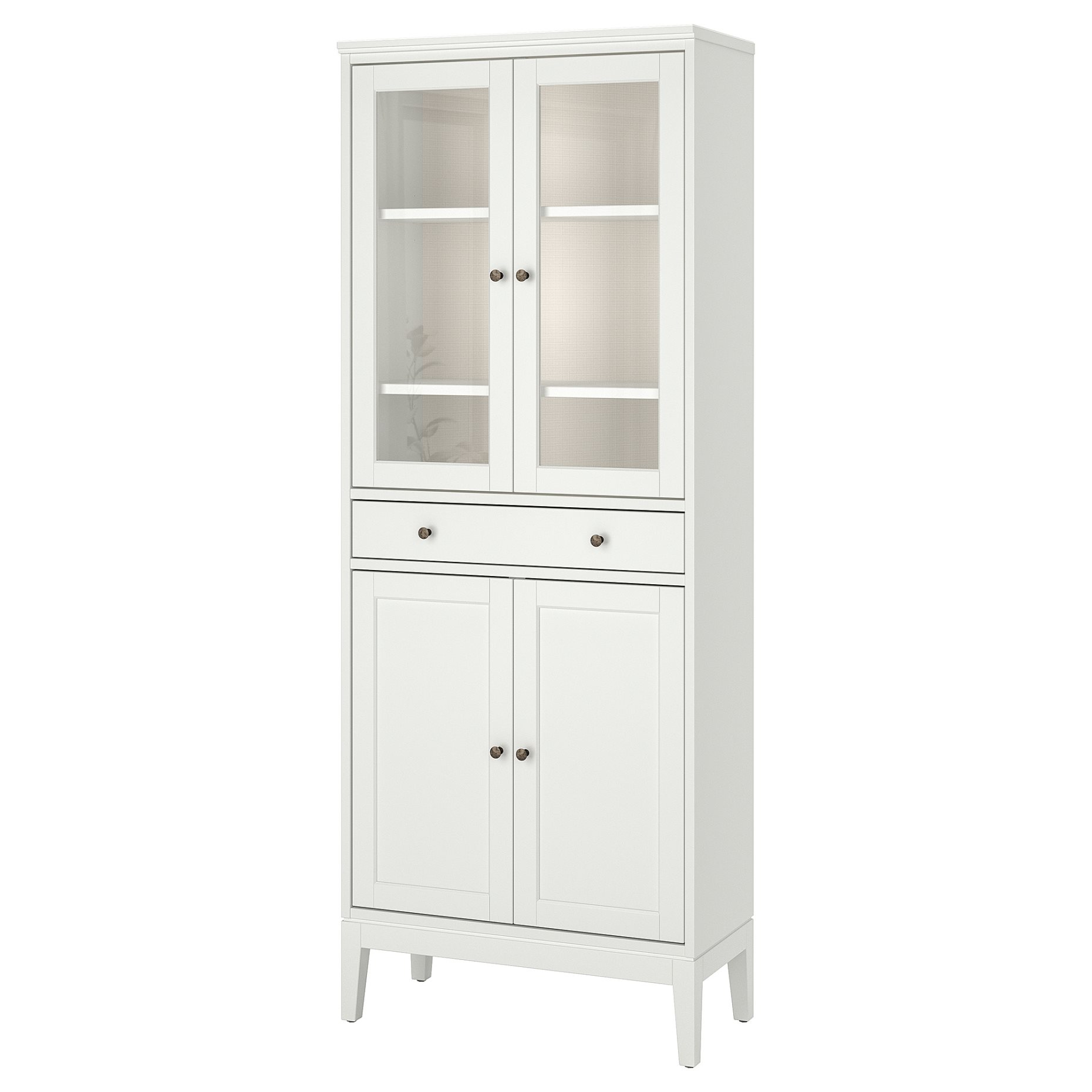 IDANÄS, висок шкаф със сткл. врати и 1 чекм, 81x39x211 см, 104.878.40