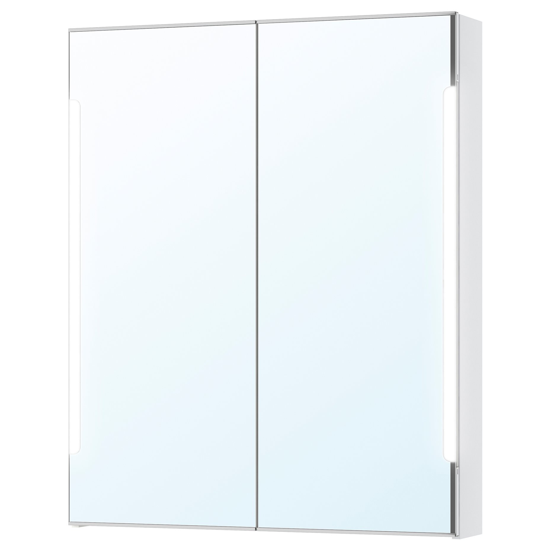 STORJORM, огледален шкаф с 2 врати/вградено осветление, 80x14x96 см, бяло, 202.481.23