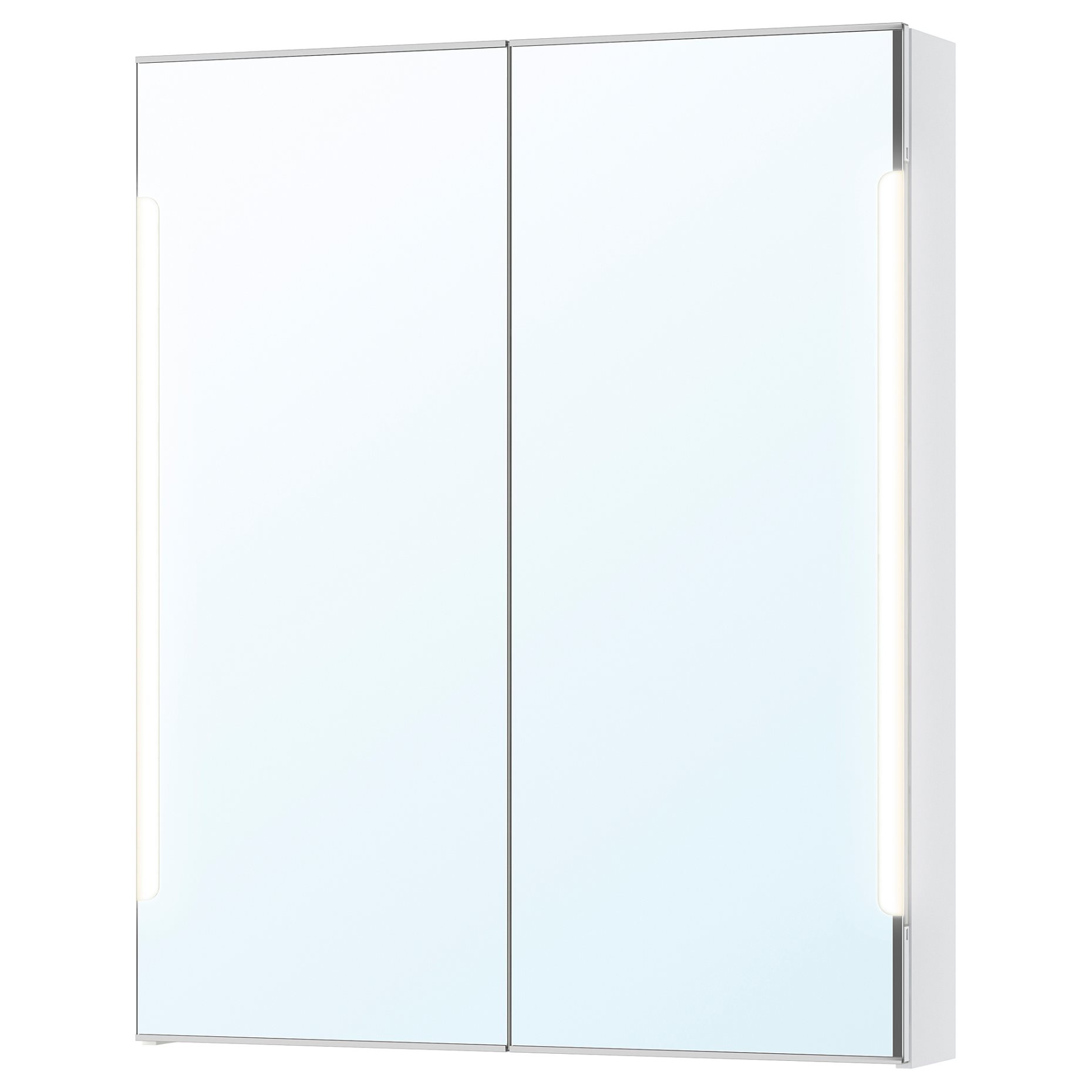 STORJORM, огледален шкаф с 2 врати/вградено осветление, 80x14x96 см, бяло, 202.481.23