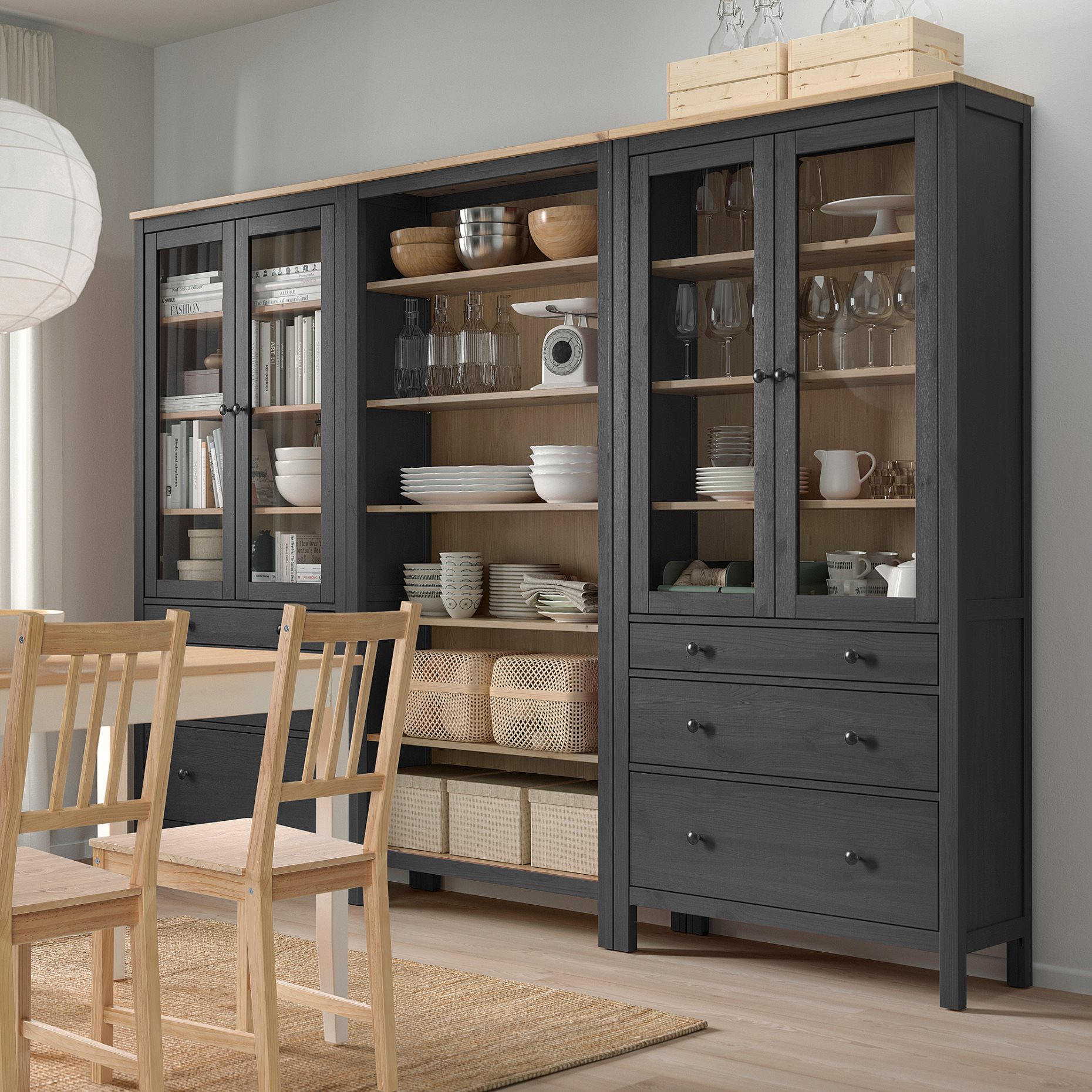 HEMNES, комб артик з съхр с врати/чекм, 493.365.67