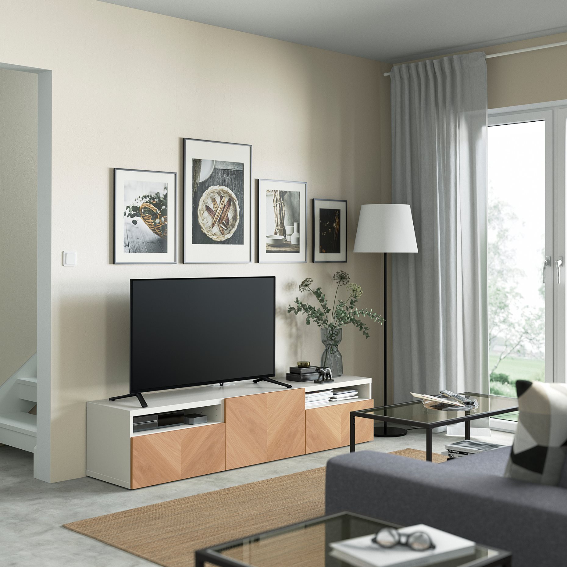 BESTÅ, TV шкаф с чекмеджета и врата, 694.358.87