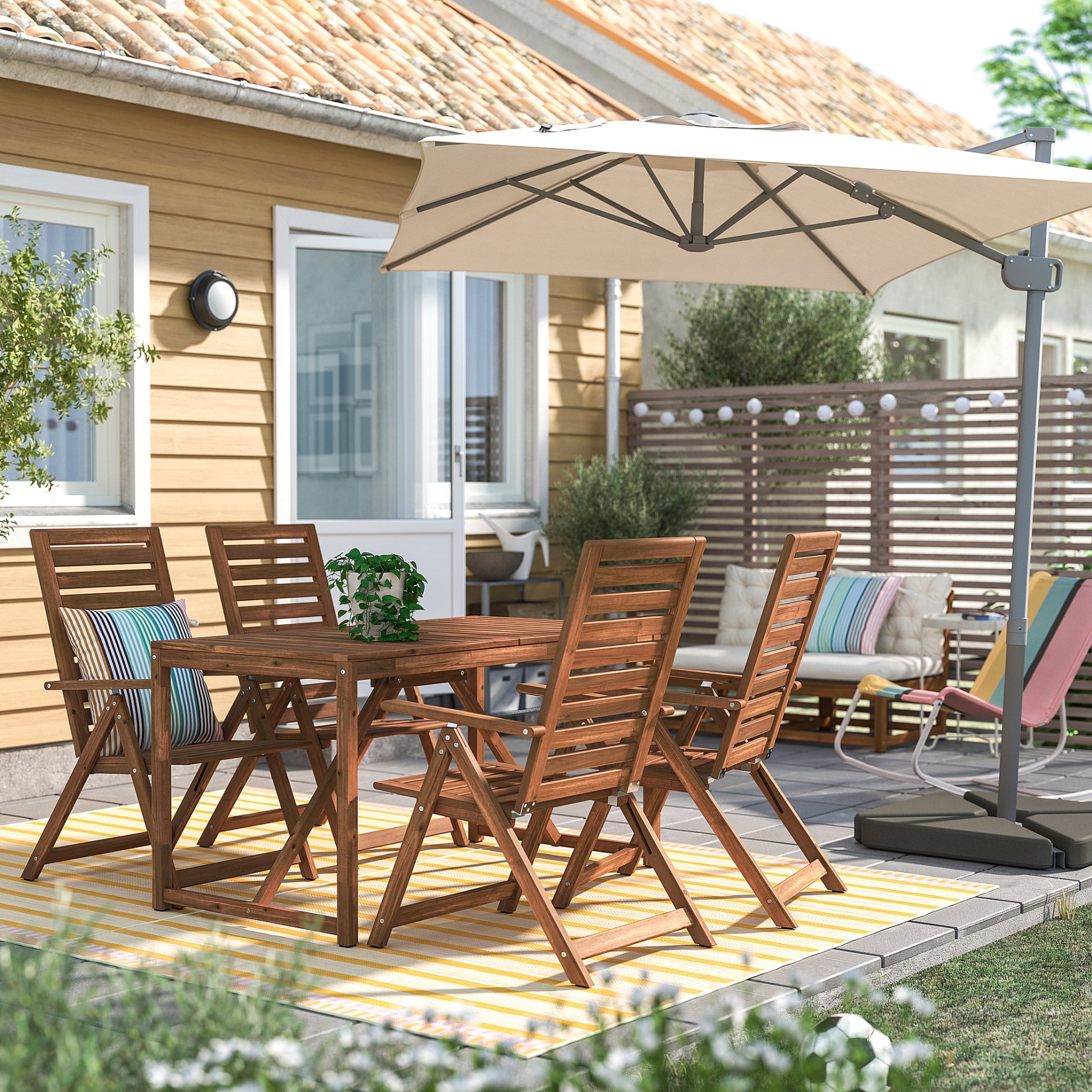 NÄMMARÖ, маса и 4 кресла с падаща облегалка, 695.443.96