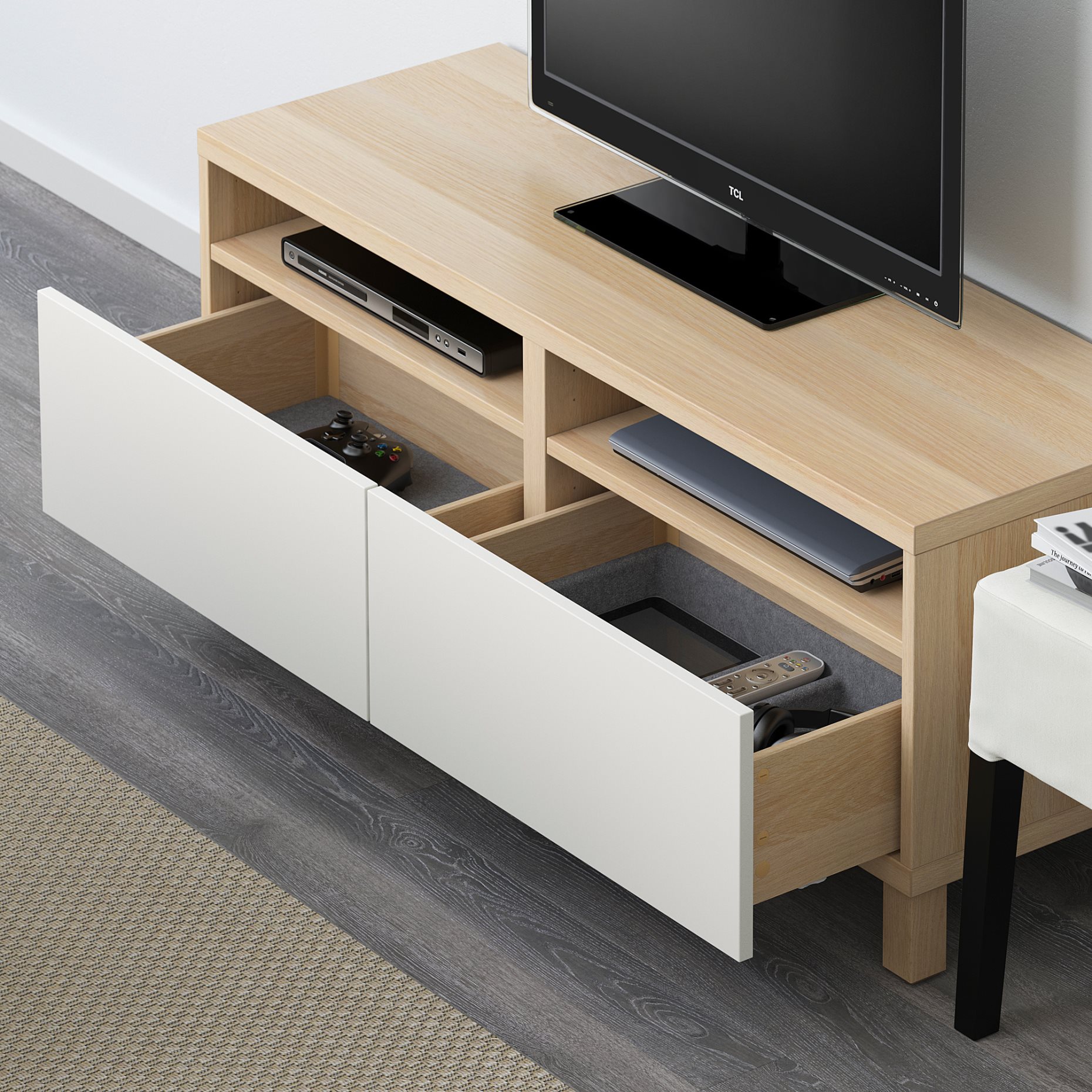 BESTÅ, TV шкаф с чекмеджета, плавно затваряне, 791.883.20
