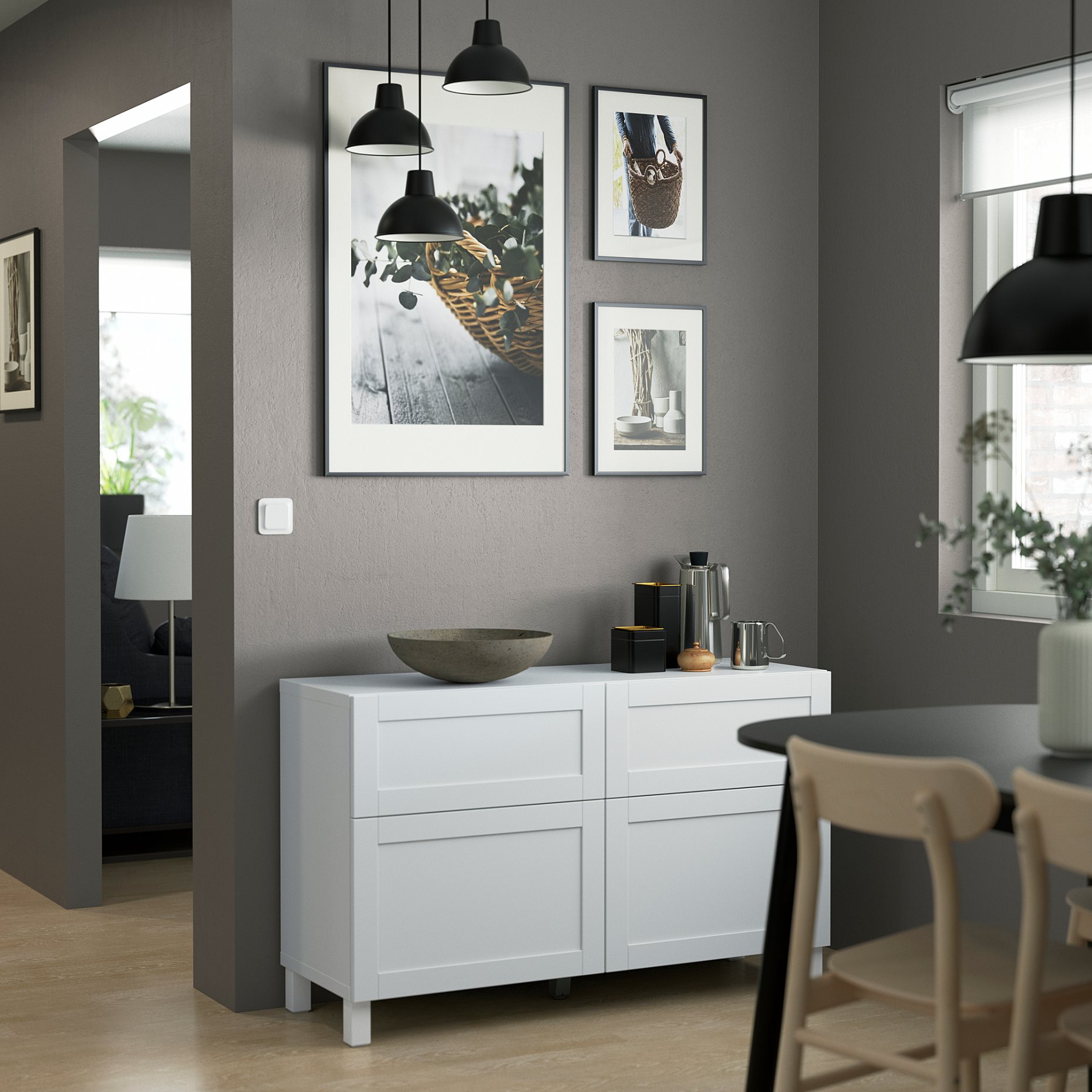 BESTÅ, комбиниран артикул за съхранение с врати/чекмеджета, 791.952.93