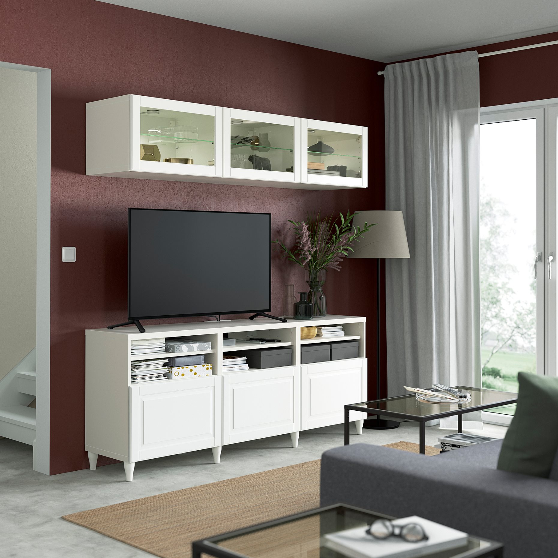 BESTÅ, TV секция/стъклени врати, 794.086.85