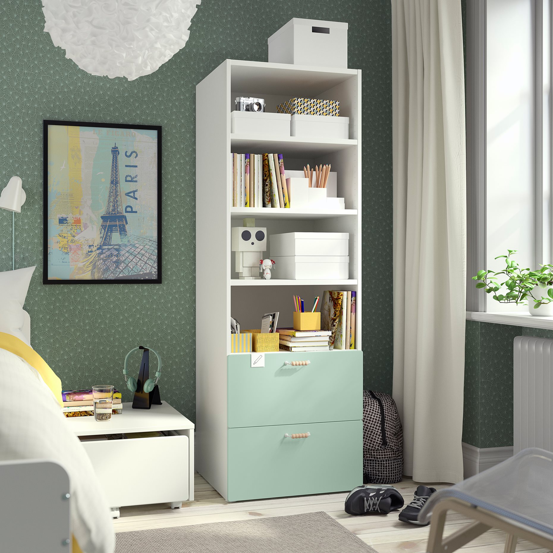 SMASTAD/PLATSA, библиотека, с две чекмеджета, 795.426.41
