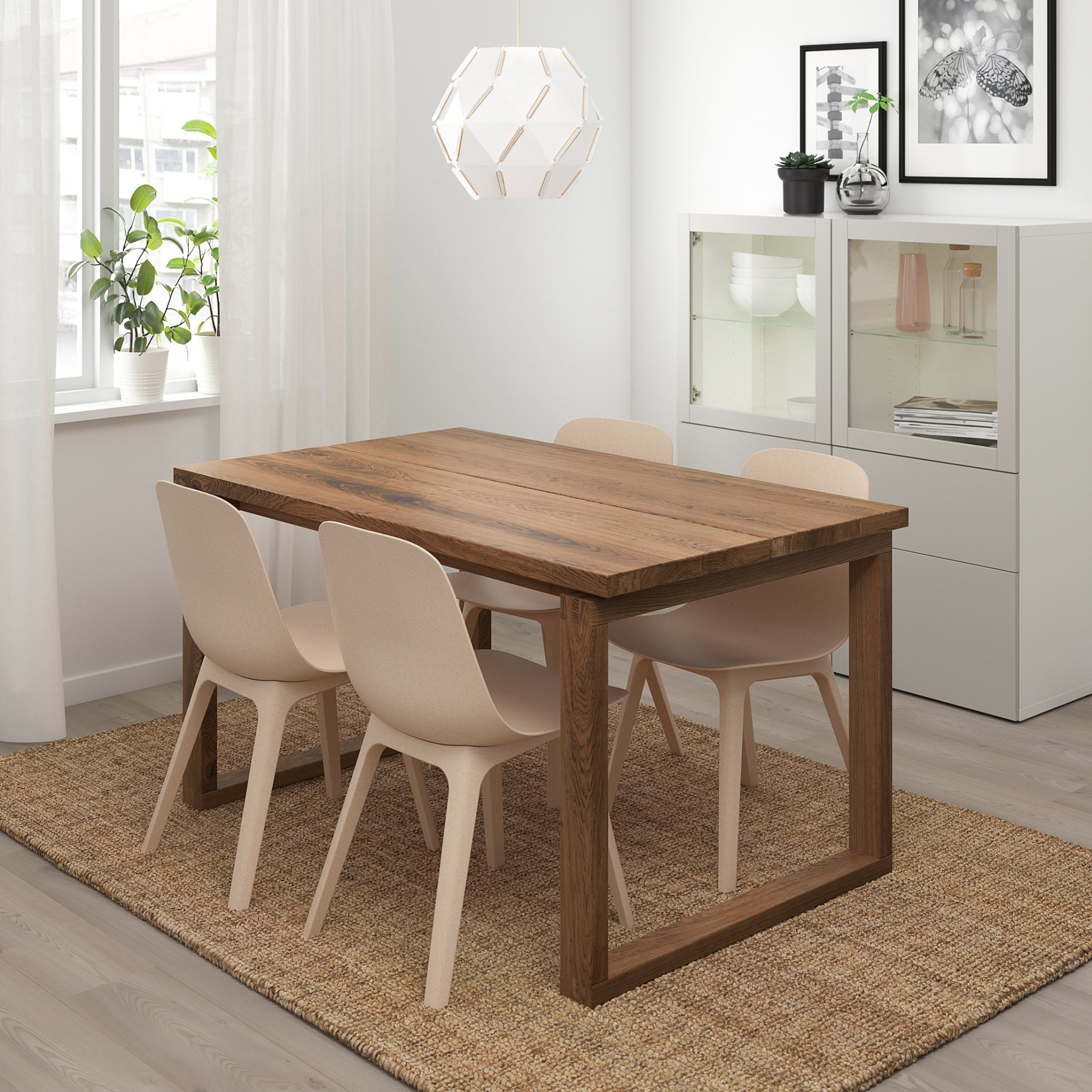 MORBYLANGA/ODGER, комплект маса и 4 стола, 992.460.98