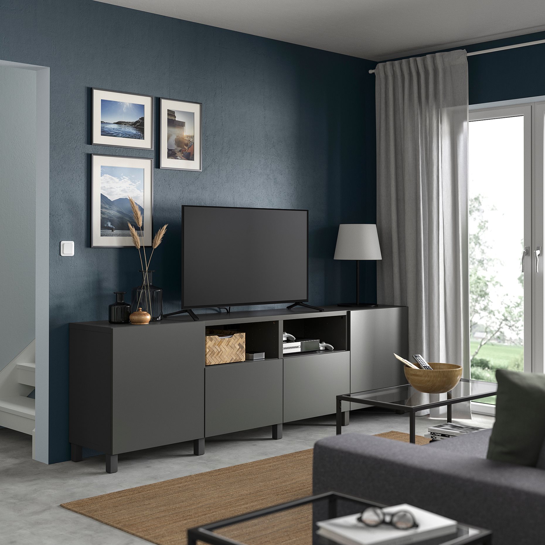 BESTÅ, TV шкаф с врати и чекмеджета, 995.560.38