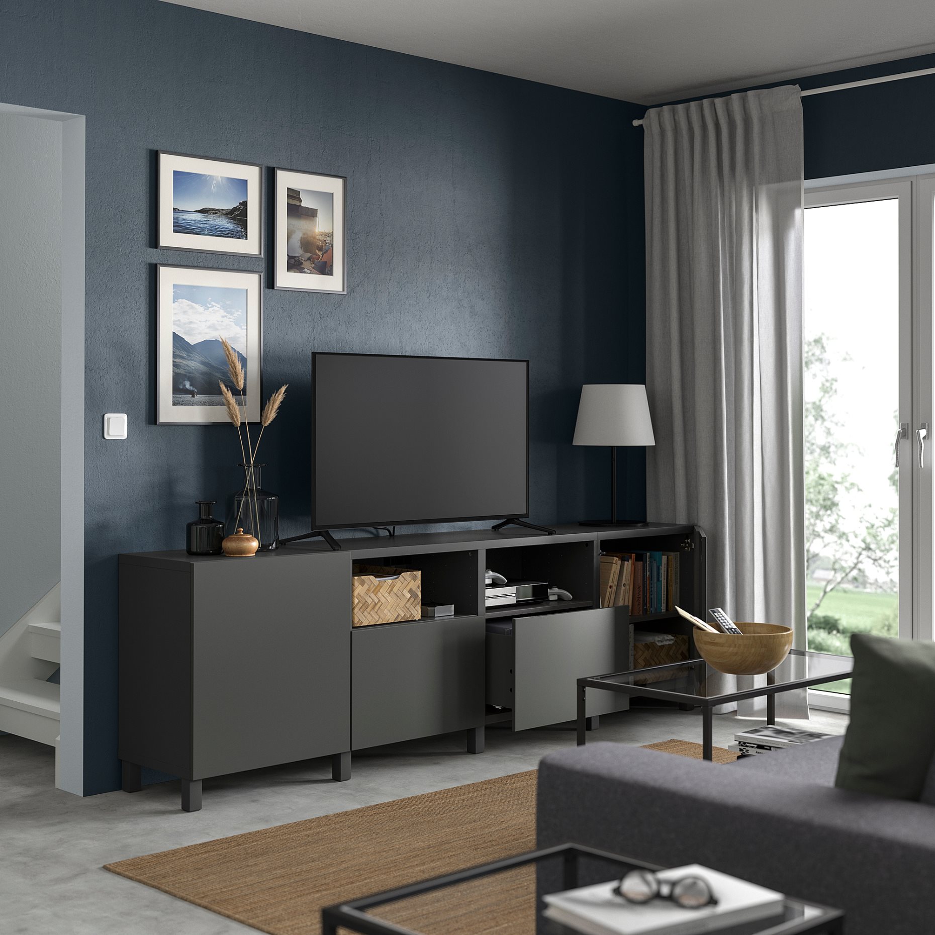 BESTÅ, TV шкаф с врати и чекмеджета, 995.560.38