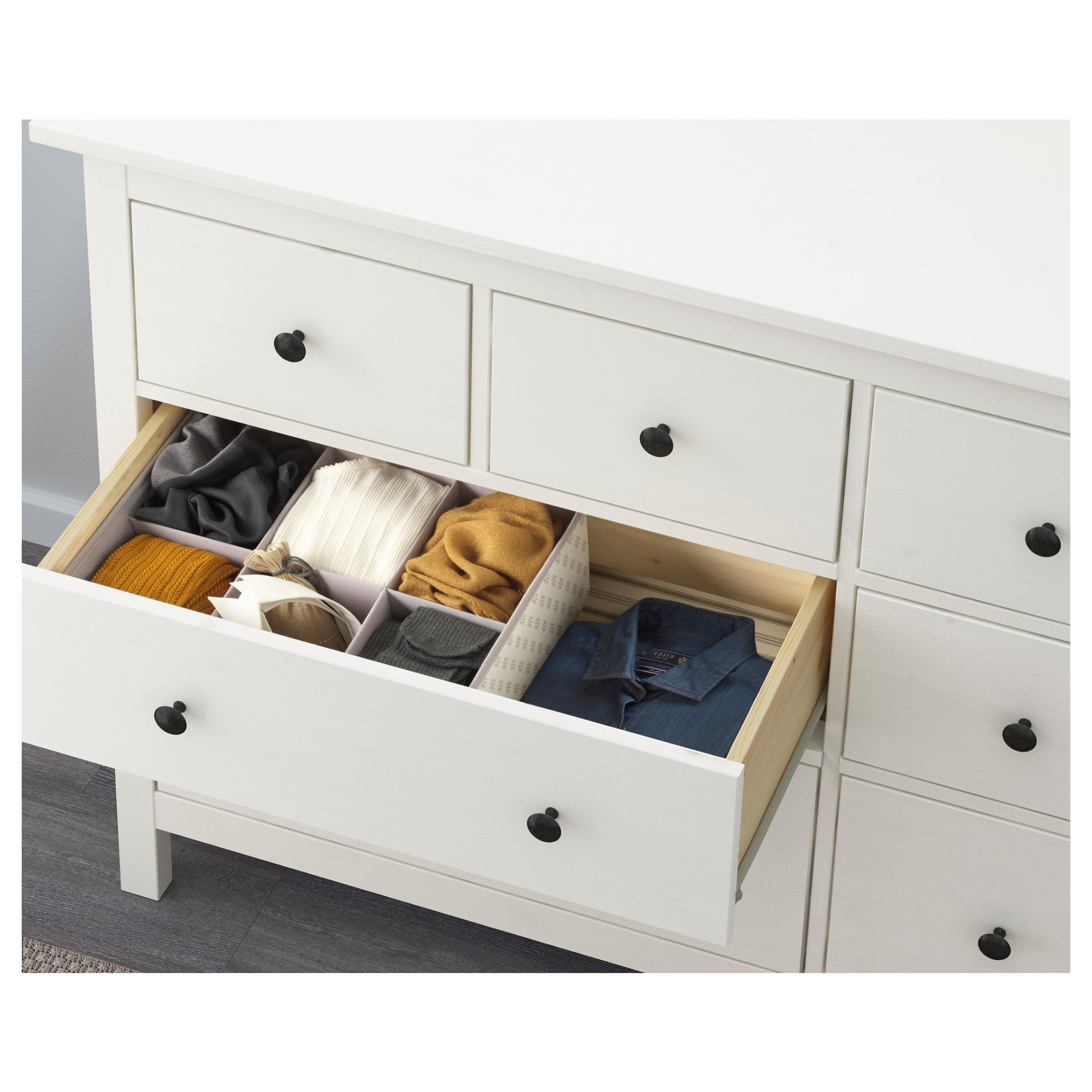 HEMNES, скрин с 8 чекмеджета, 160x95 см, бяло обагряне, 102.392.80