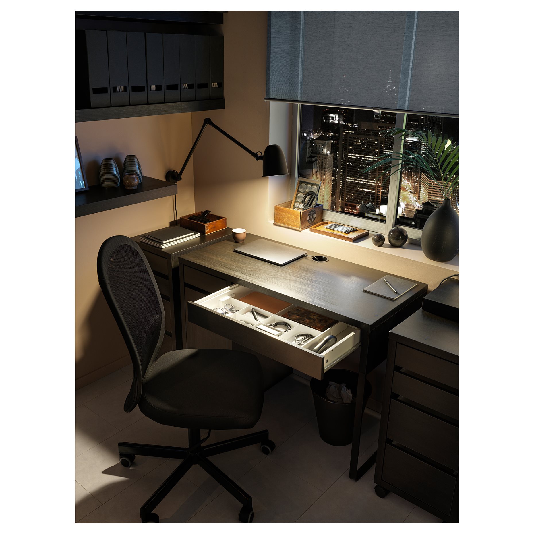 MICKE, бюро, 105x50 см, черно-кафяво, 102.447.43