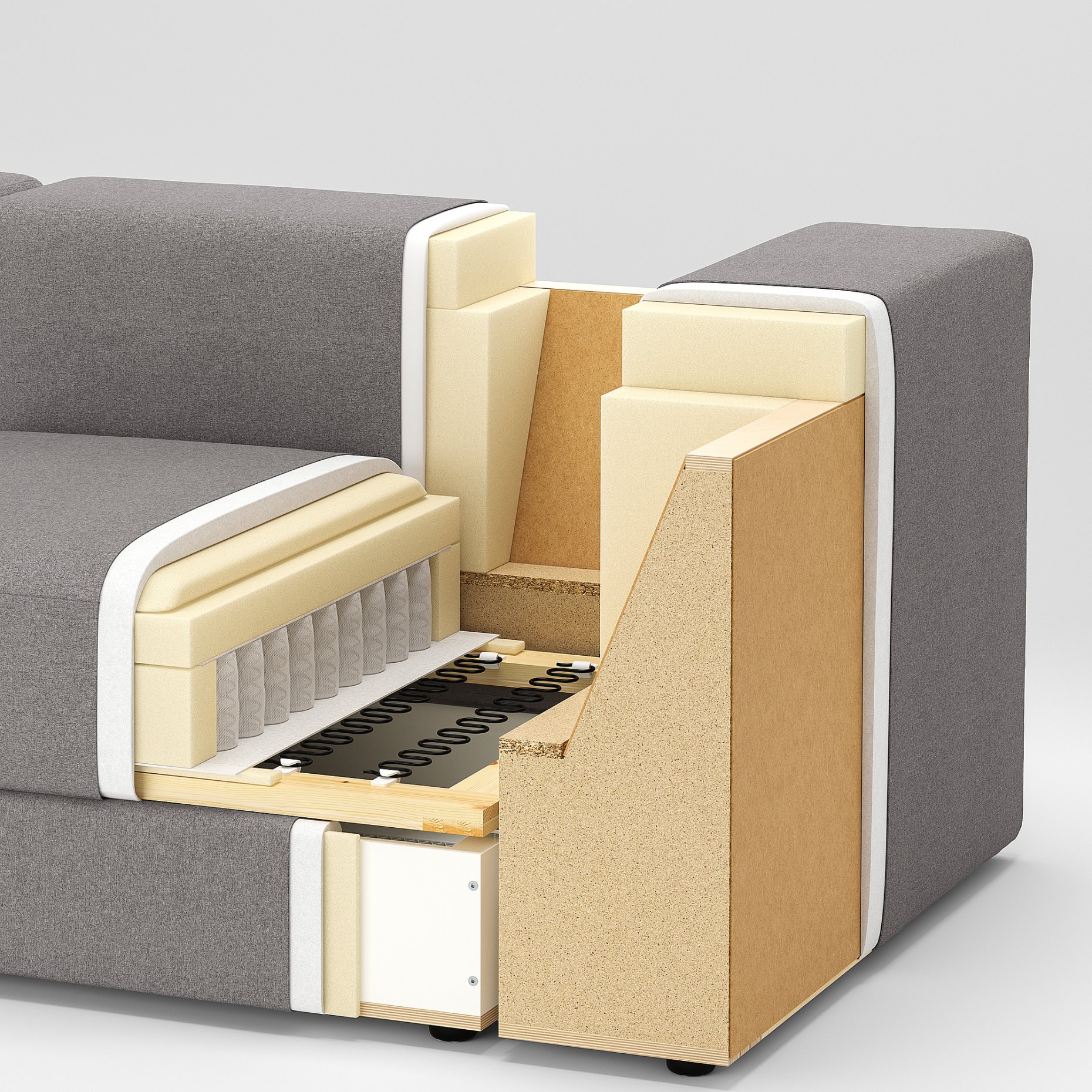 JÄTTEBO, 4-местен модулен диван с лежанка, десен, с облегалка за глава, 195.109.02