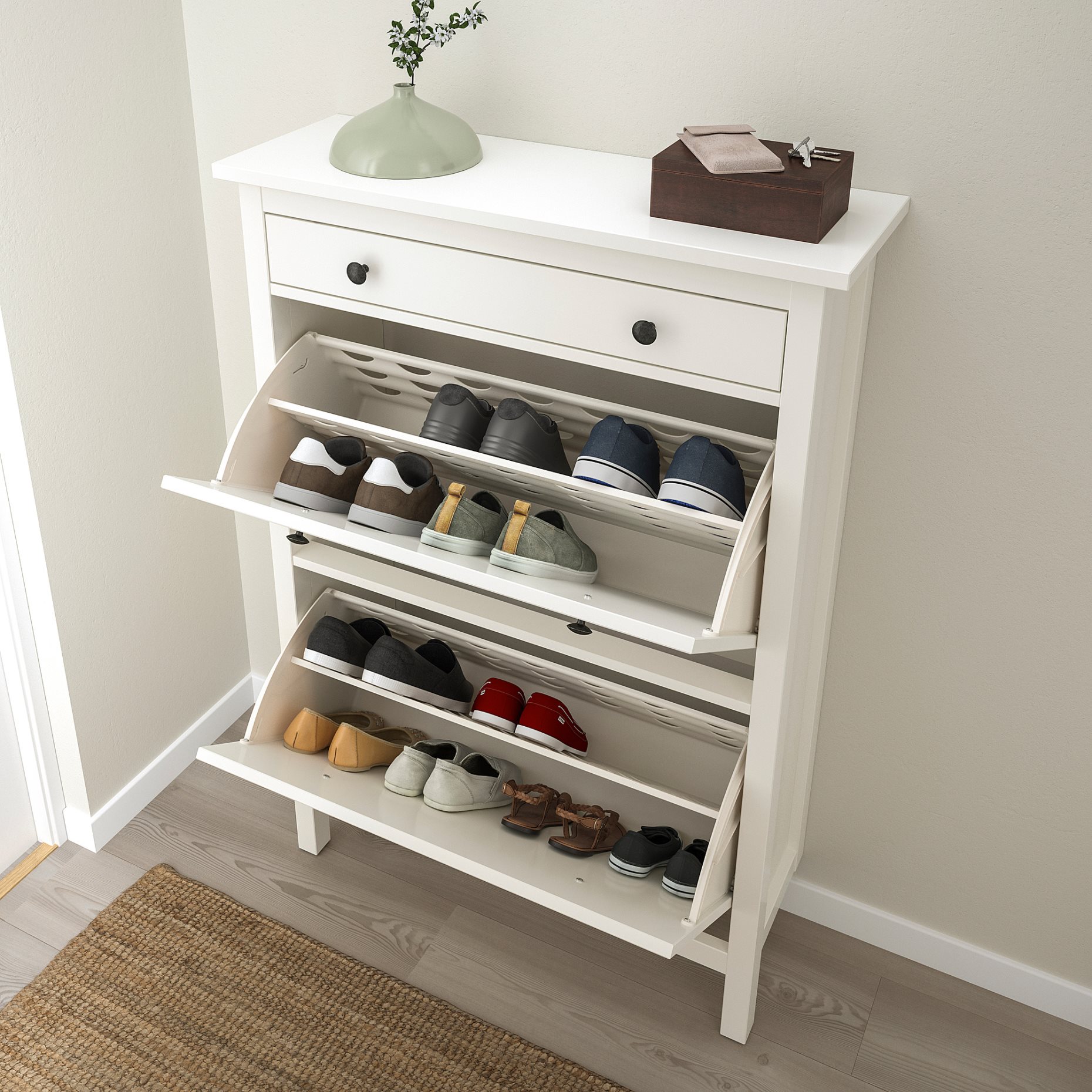 HEMNES, шкаф за обувки с 2 отделения, 201.695.59