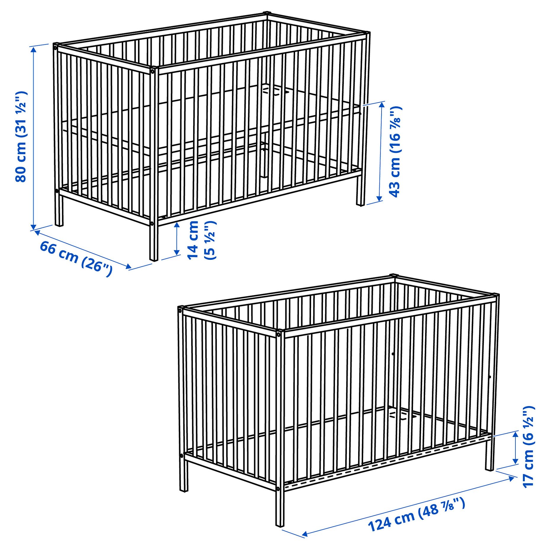 SNIGLAR, бебешко креватче, 60x120 см, бук, 302.485.37