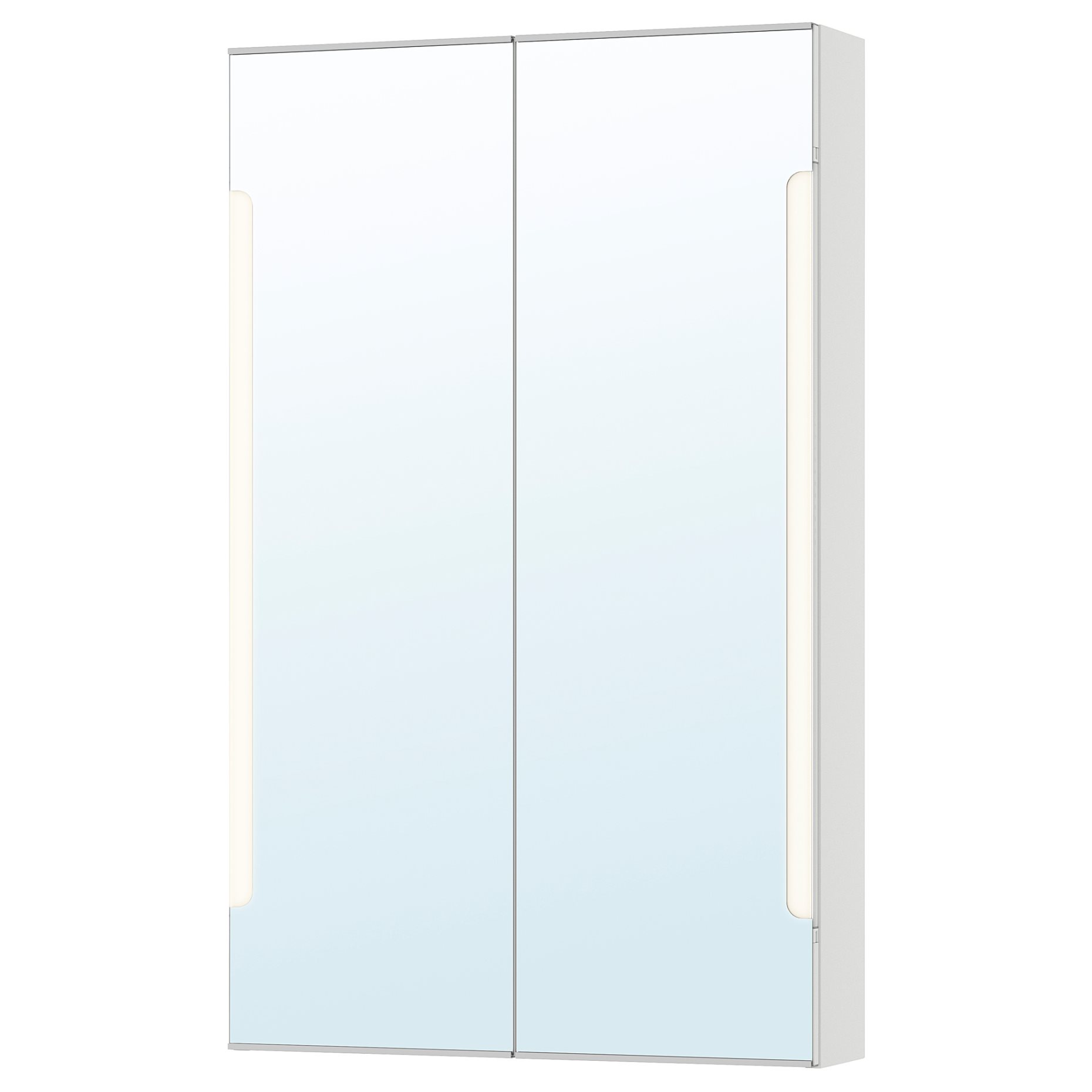 STORJORM, огледален шкаф с 2 врати/вградено осветление, 60x14x96 см, бяло, 402.481.22