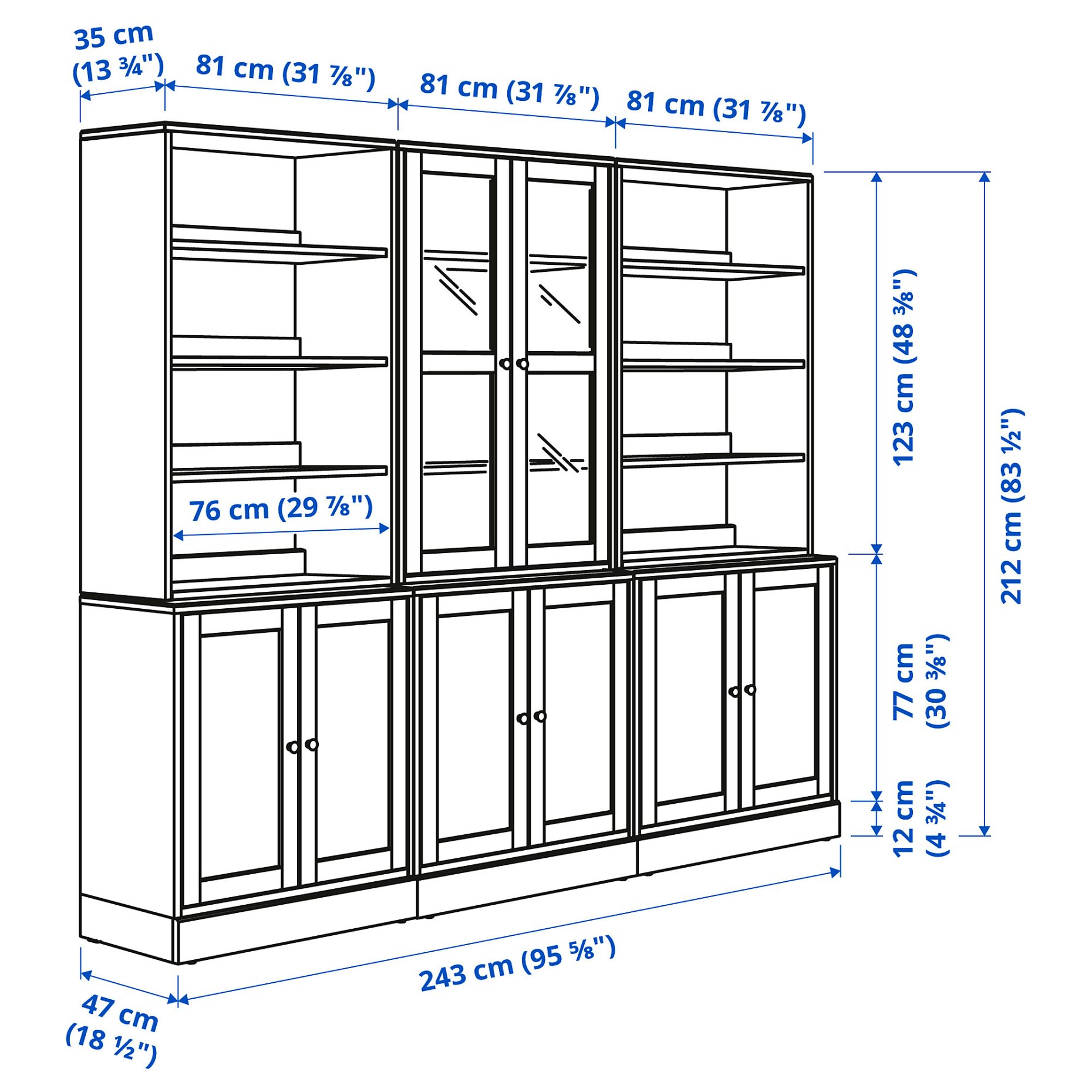 HAVSTA, комбинация със стъклени вратички, 495.348.93