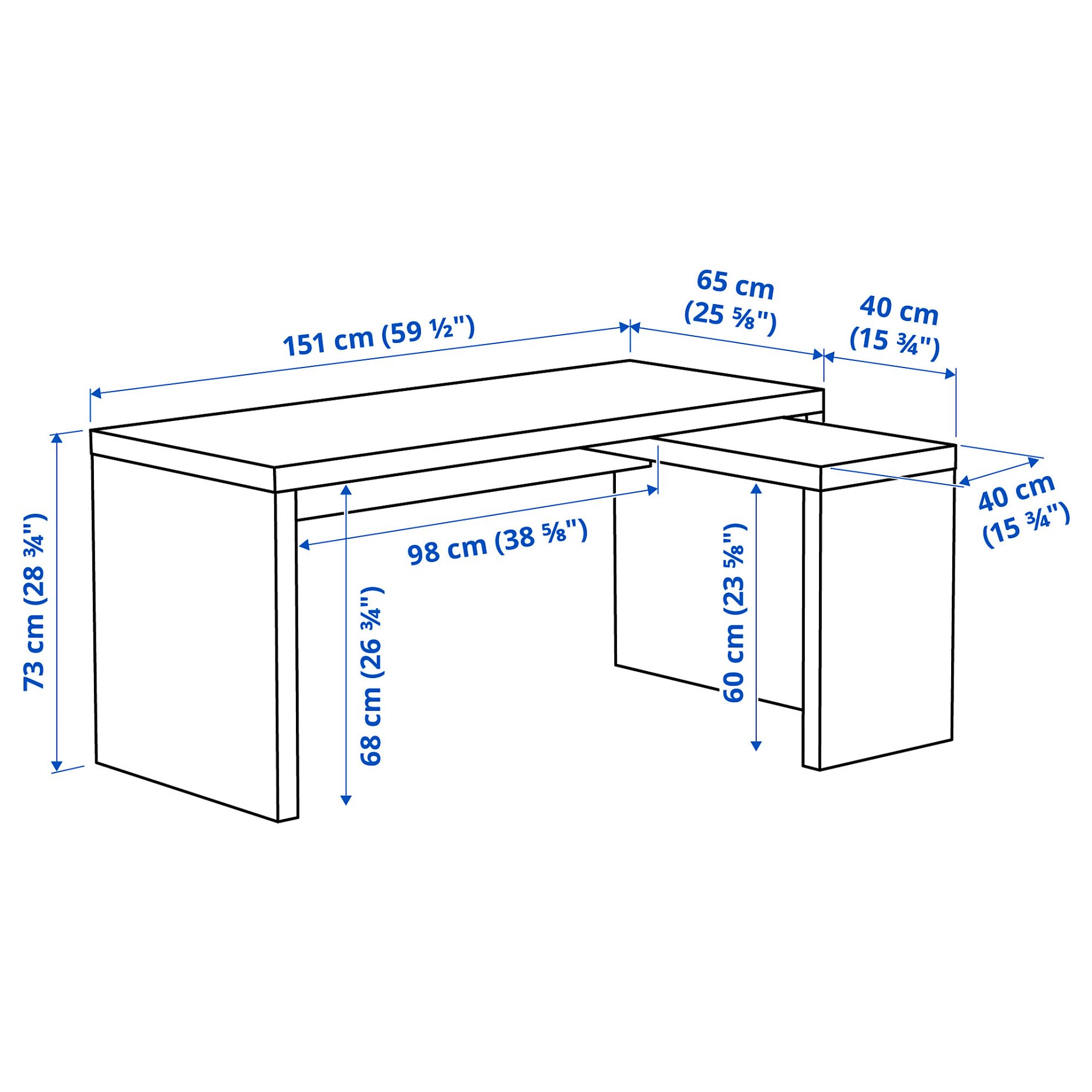 MALM, бюро с подвижен плот 160x65см, бяло, 702.141.92