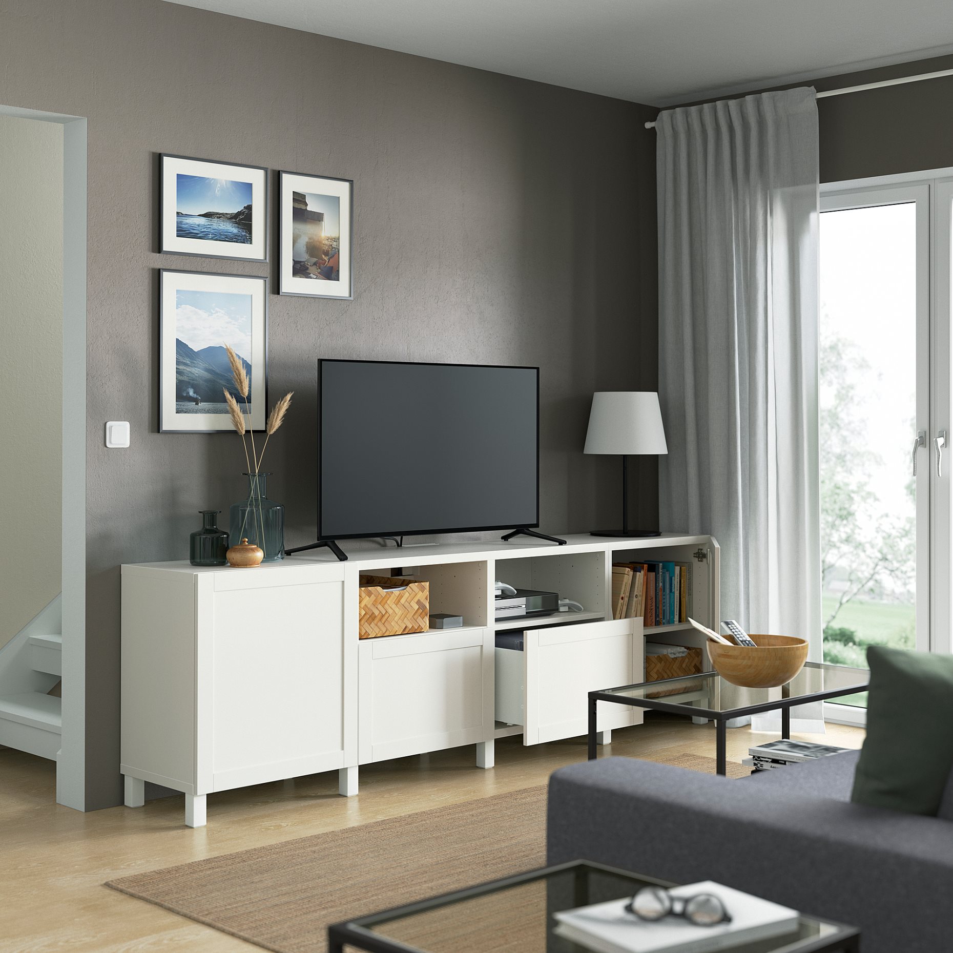 BESTÅ, TV шкаф с врати и чекмеджета, 794.013.54