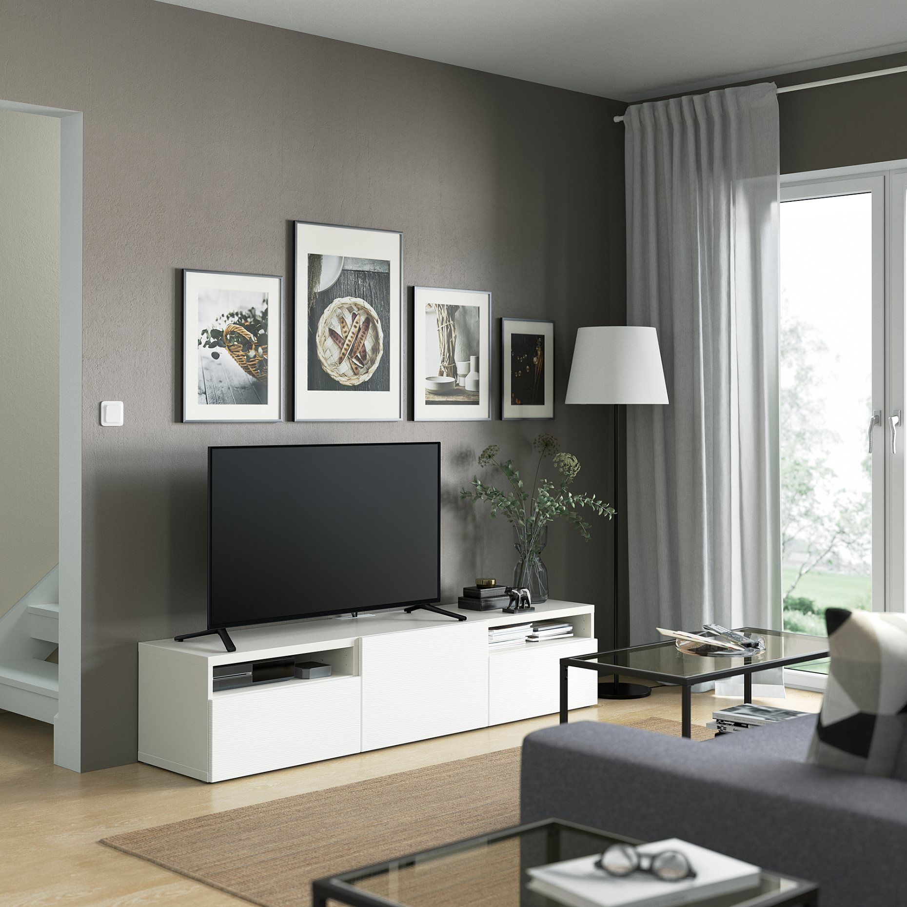 BESTÅ, TV шкаф с чекмеджета и врата, 894.215.06