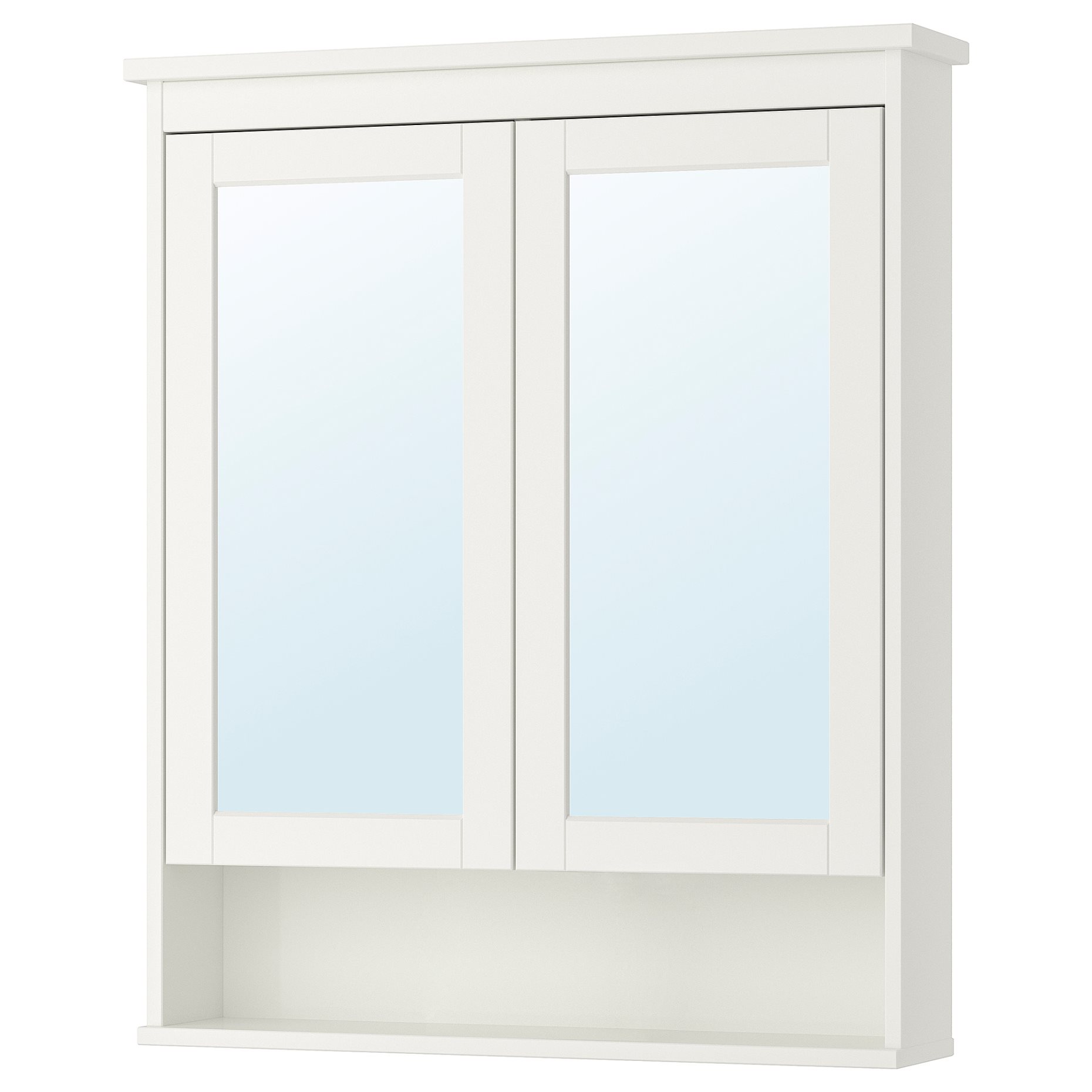 HEMNES, огледален шкаф с 2 врати 83x16x98см, бяло, 402.176.77