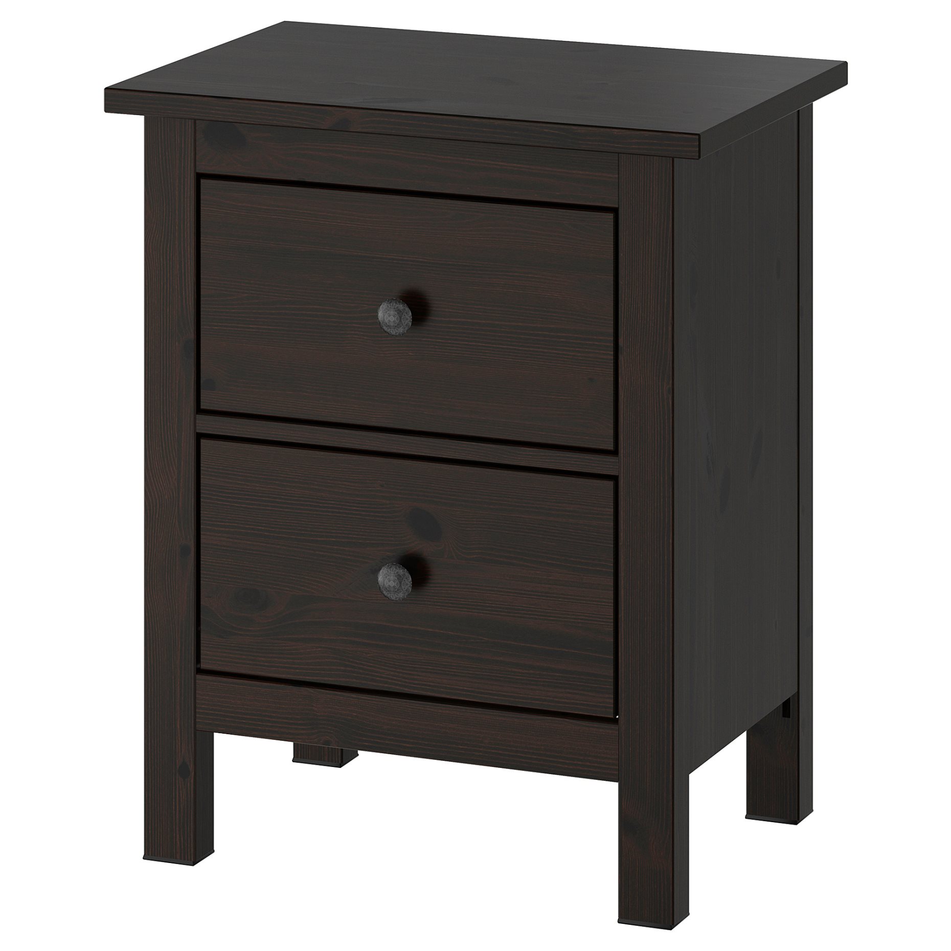 HEMNES, скрин с 2 чекмеджета, 54x66 см, черно-кафяво, 502.426.19
